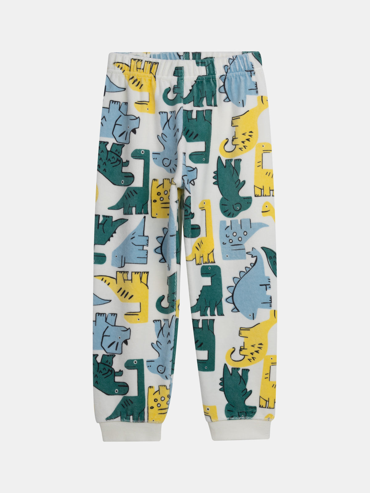 2-piece velour pajama with full printed colorful dinosaurs for boys