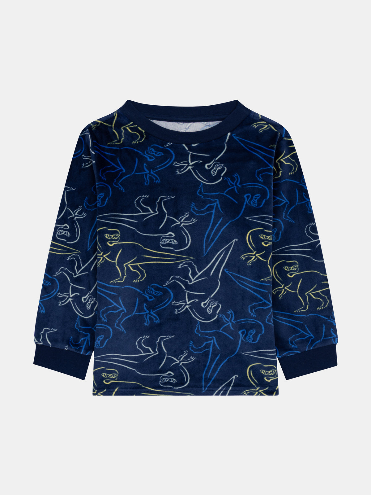 2-piece stretch velvet dinosaur print pajamas for boys