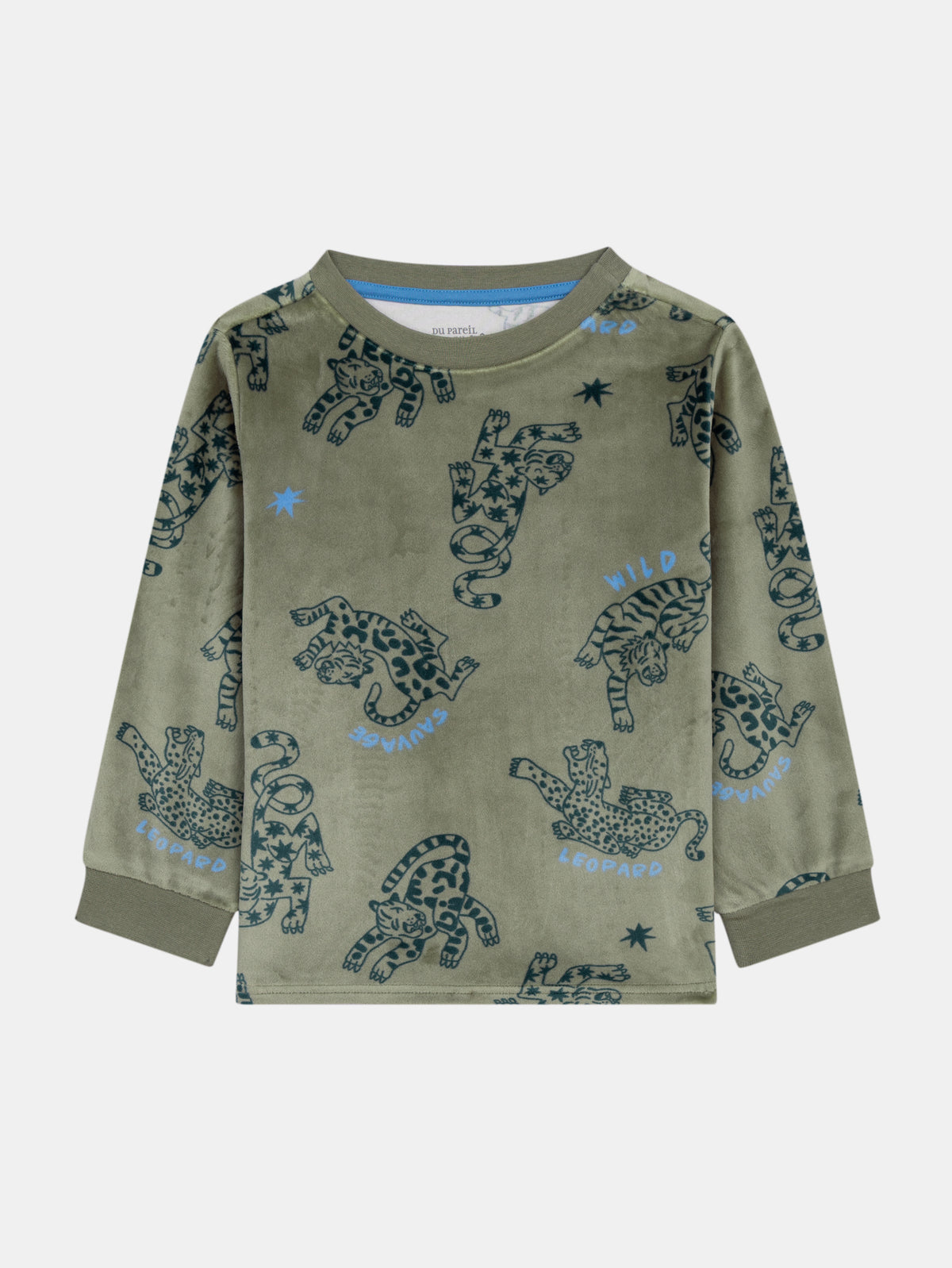 2-piece stretch velvet pajama with leopard print for boy child