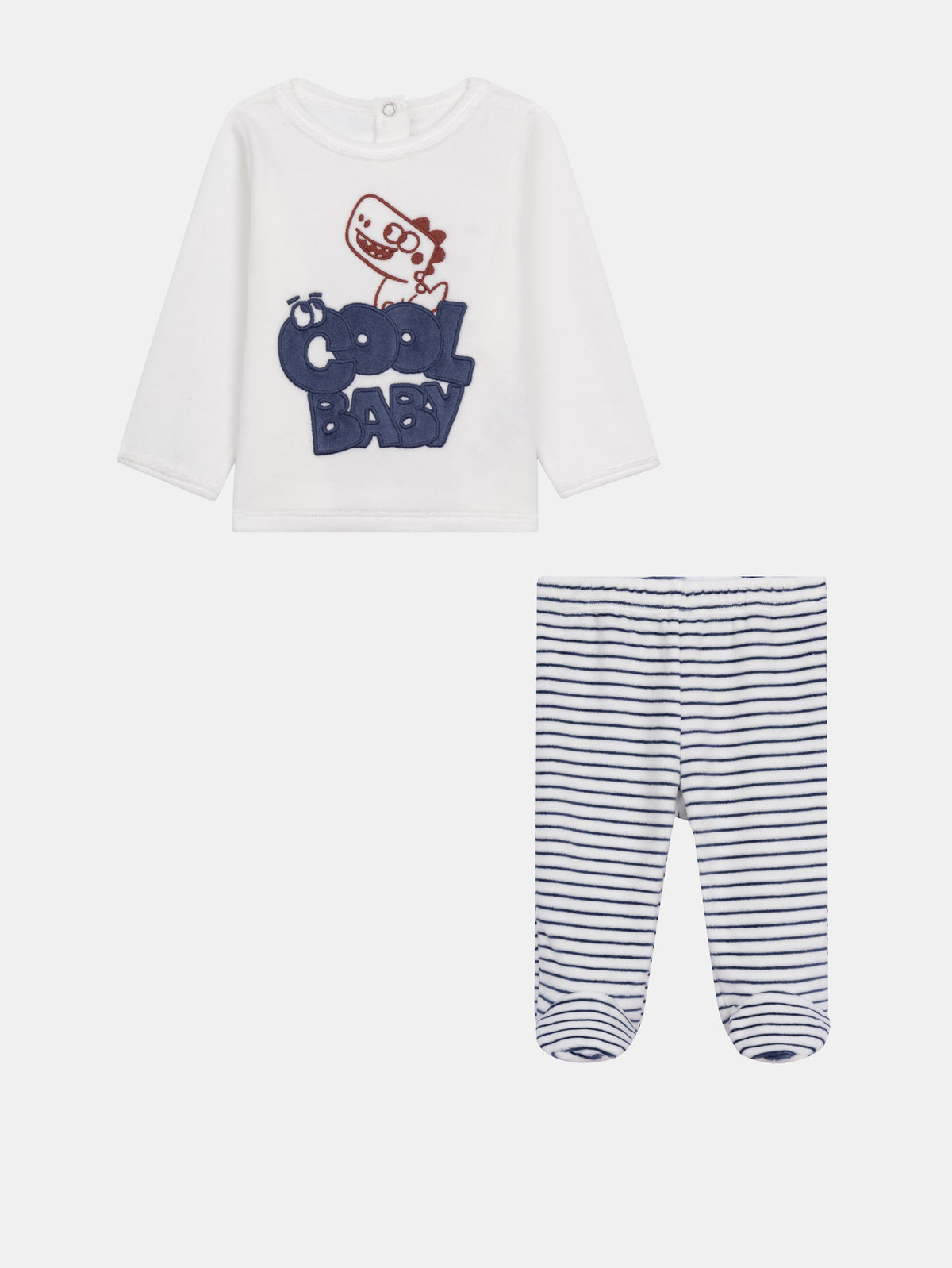 2-Piece Velour Dinosaur and Striped Pajamas for Baby Boy