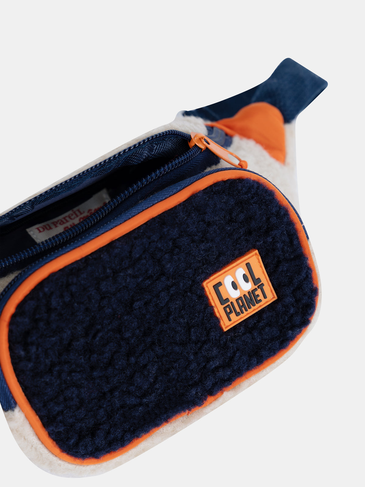 Beige Fanny Bag with Faux Fur and Tricolor Assembly for Boys