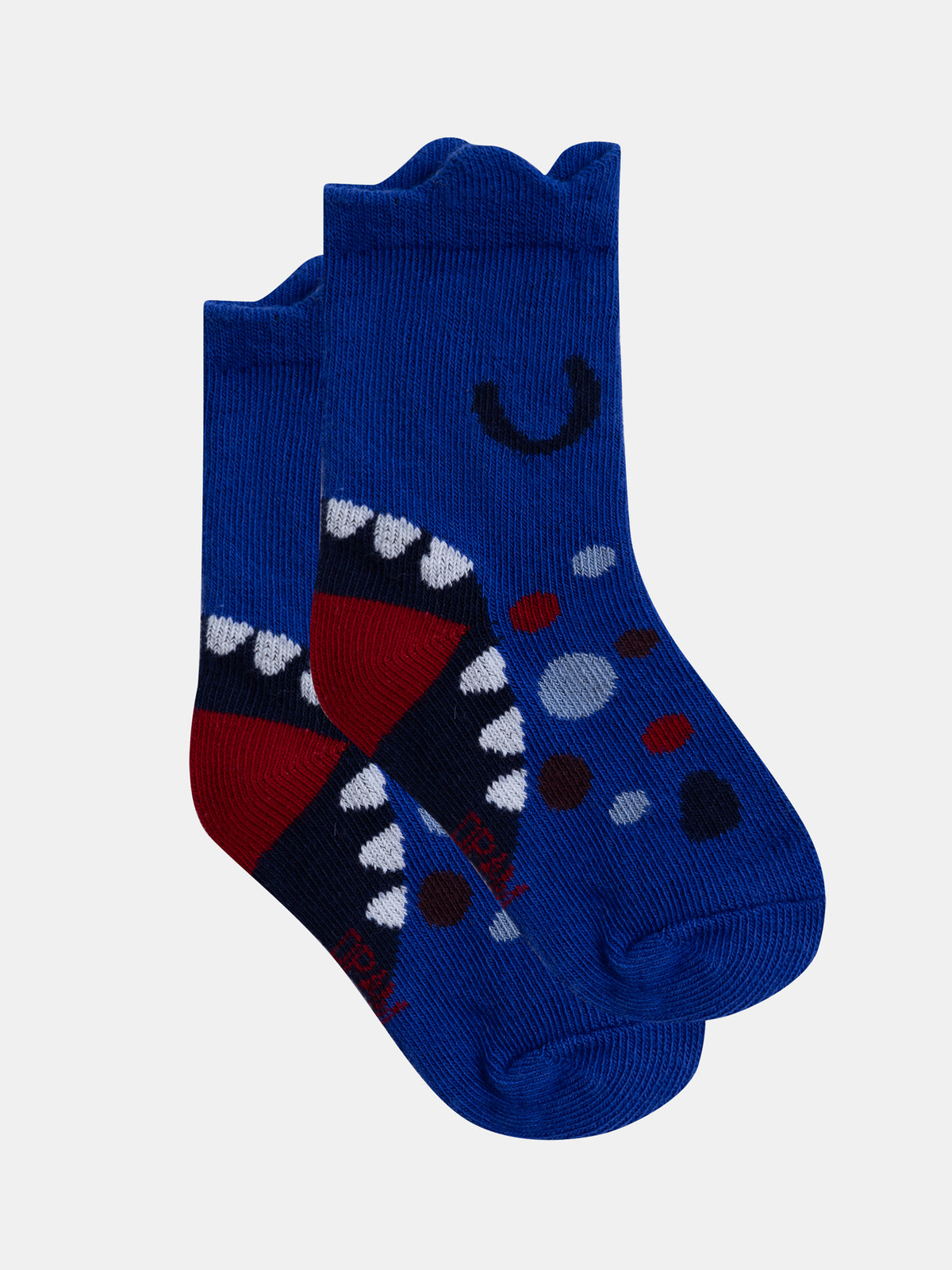 Blue socks with dinosaur teeth animation for baby boy