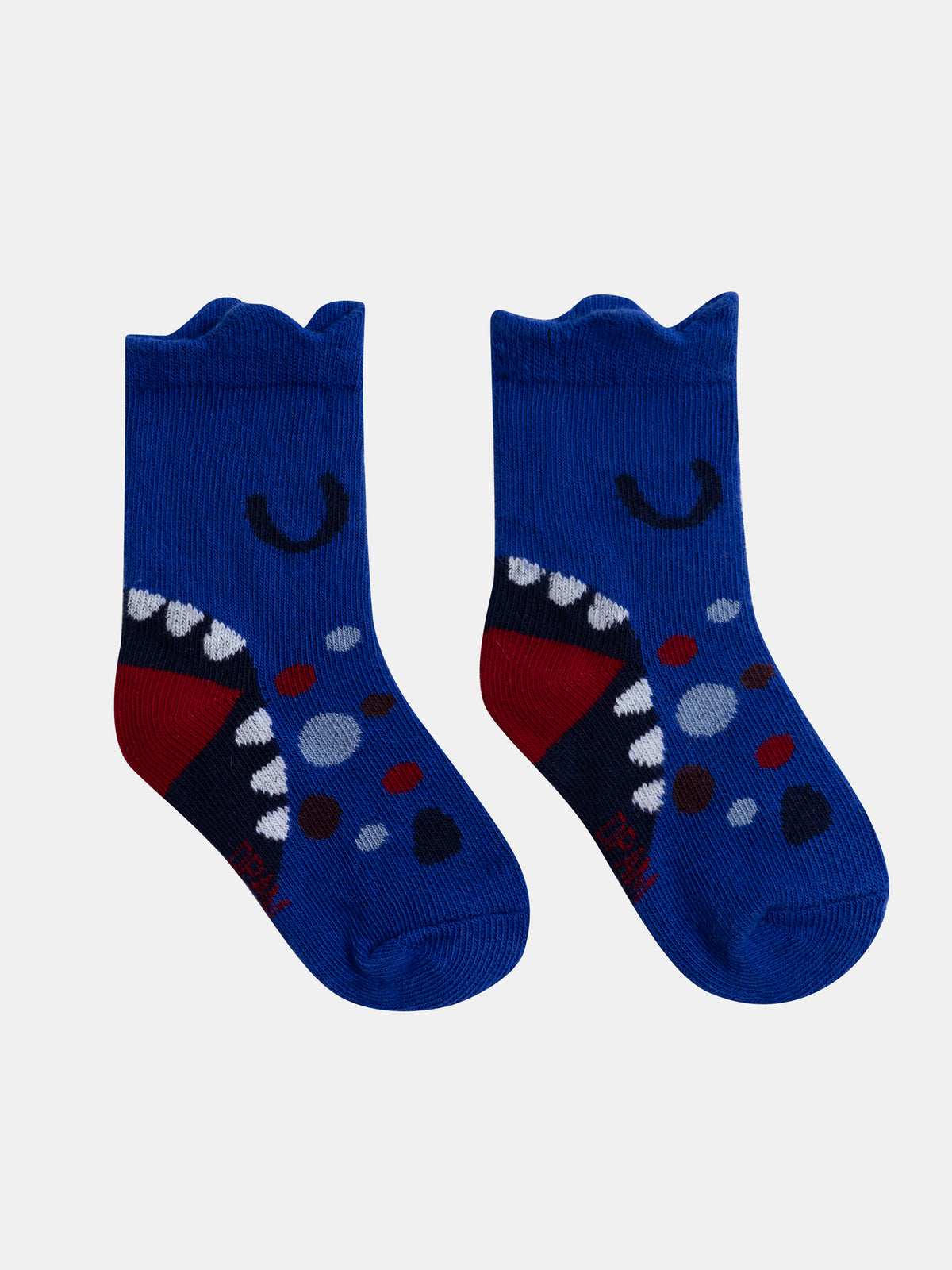 Blue socks with dinosaur teeth animation for baby boy
