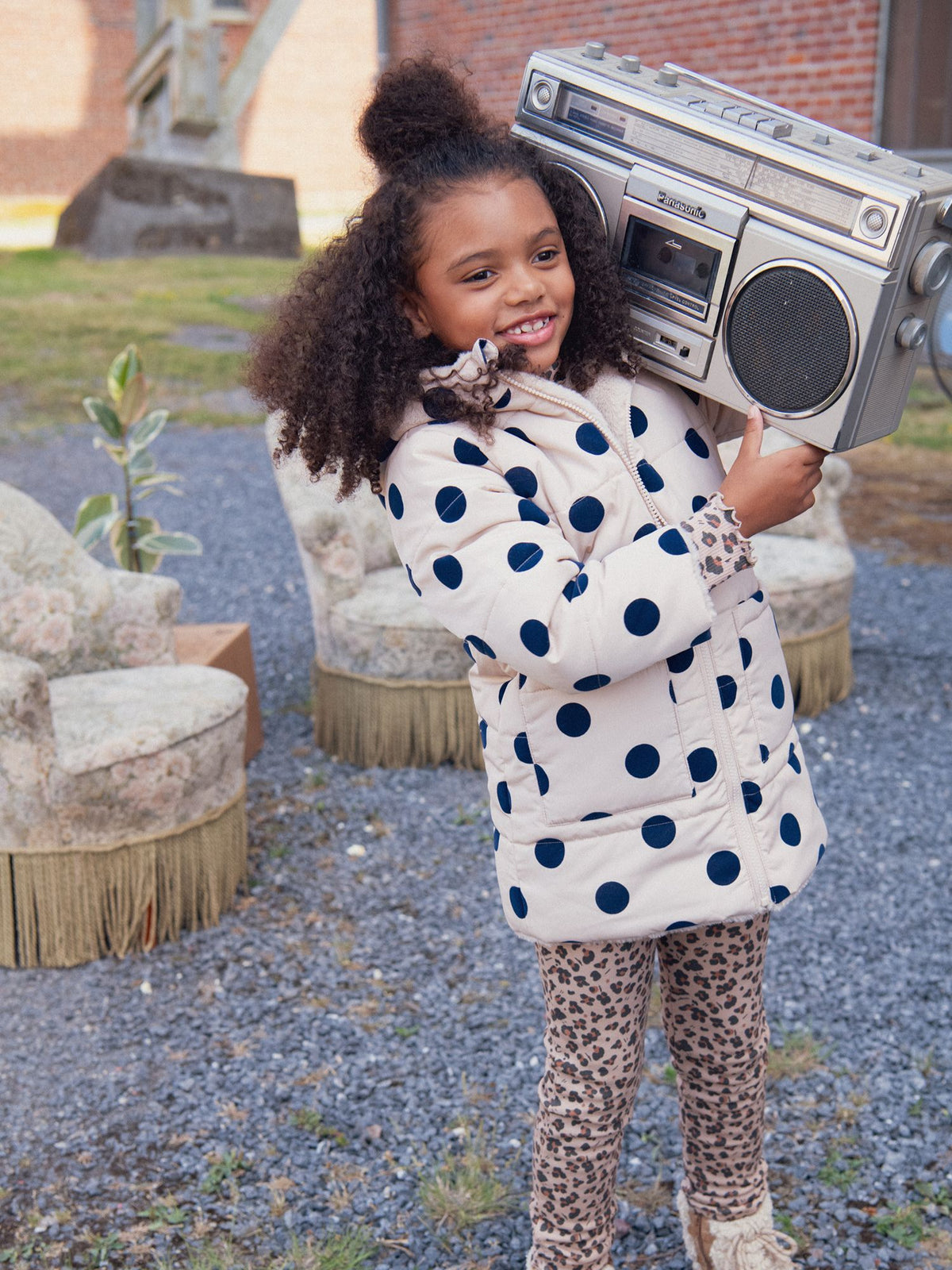 Reversible Polka Dot Parka for Girls