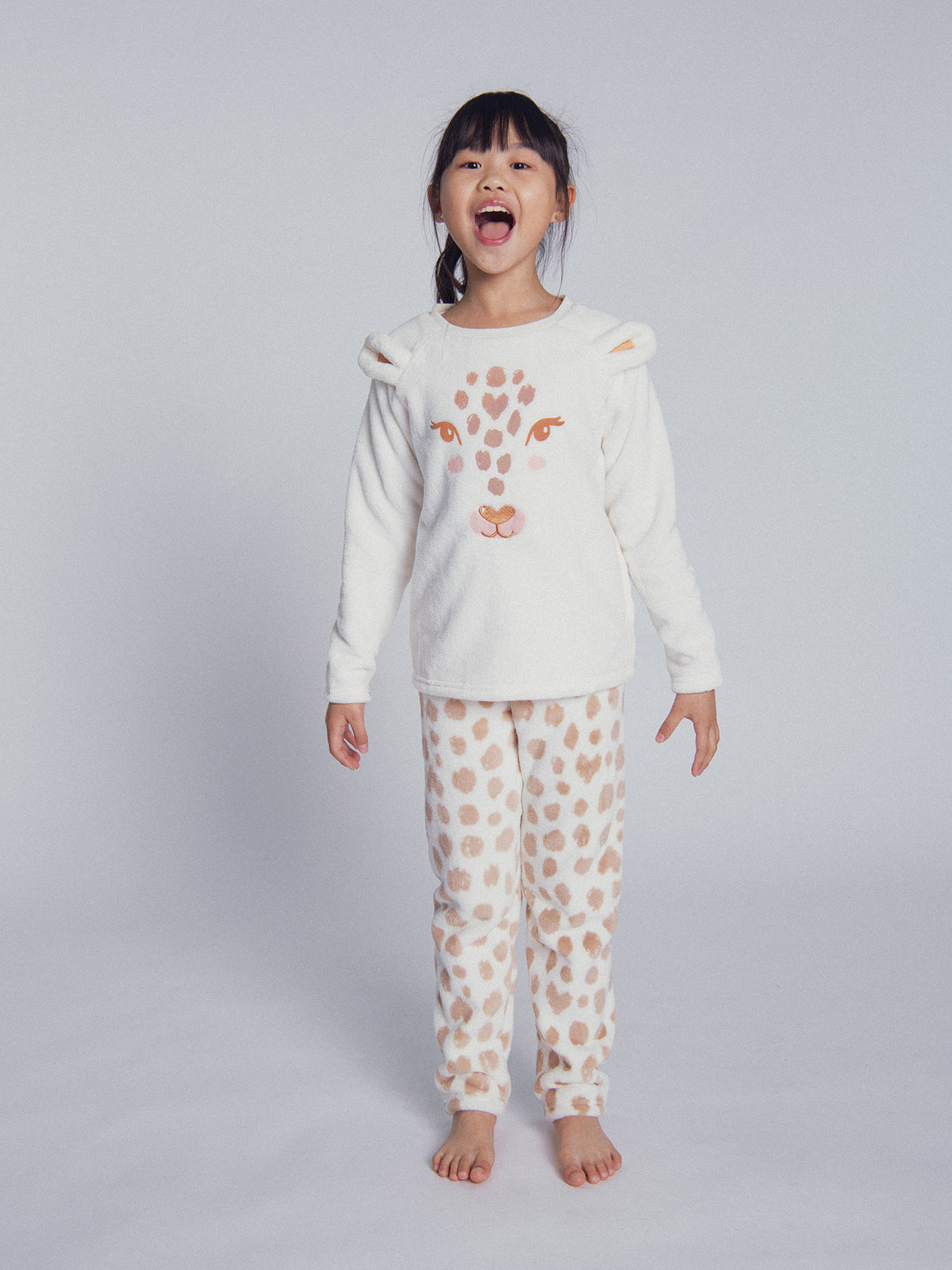 Cream pyjama "Leopard Head" for girl child