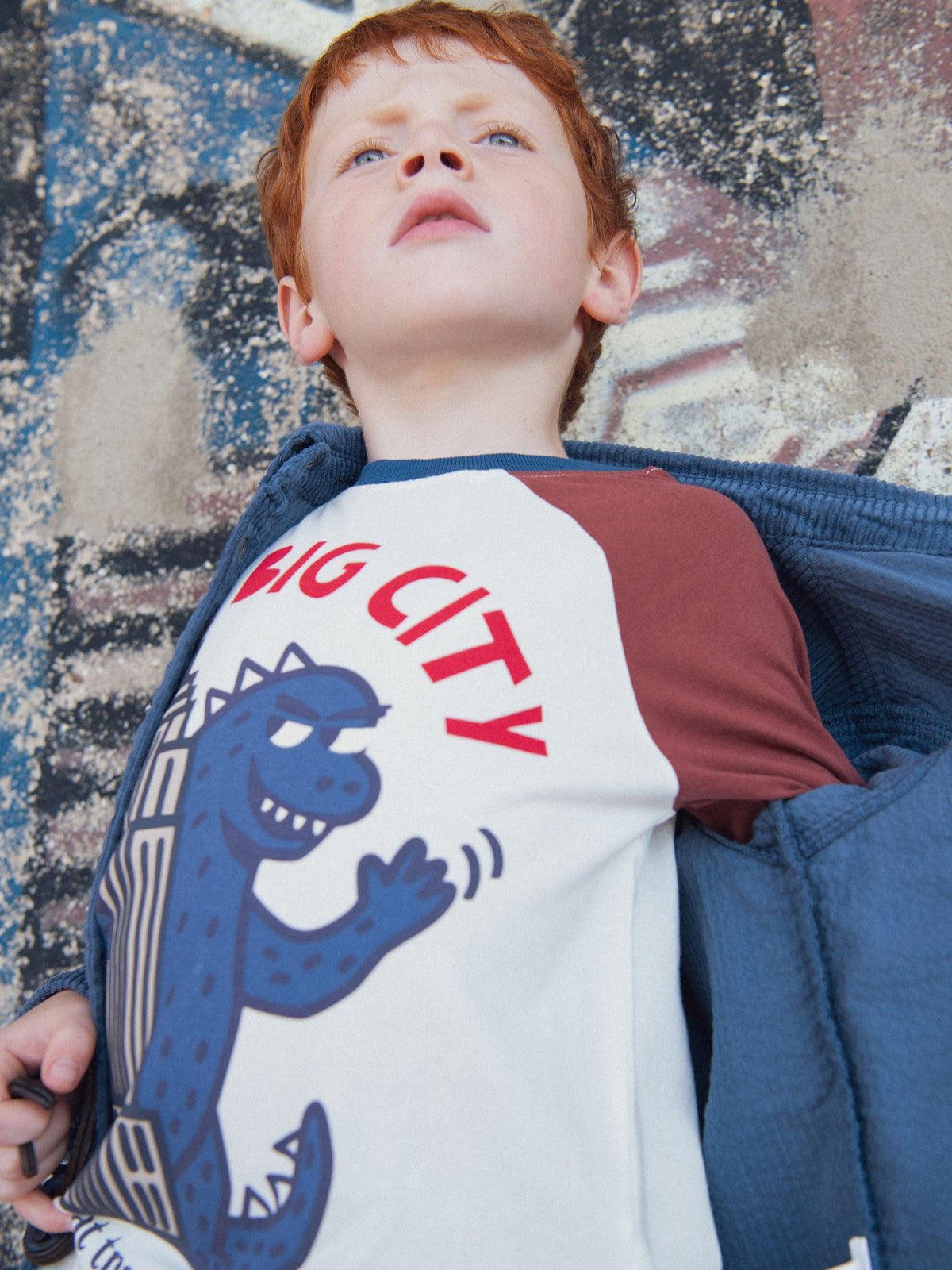 Long Sleeve T-Shirt with Dinosaur Animation for Boys