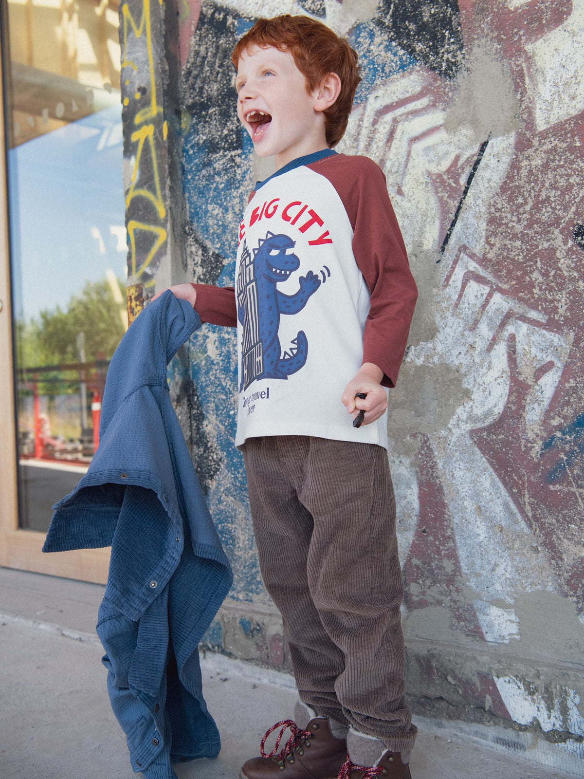 Long Sleeve T-Shirt with Dinosaur Animation for Boys