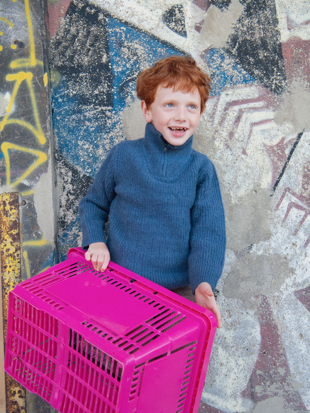 Blue marl jumper with a high neck for boys