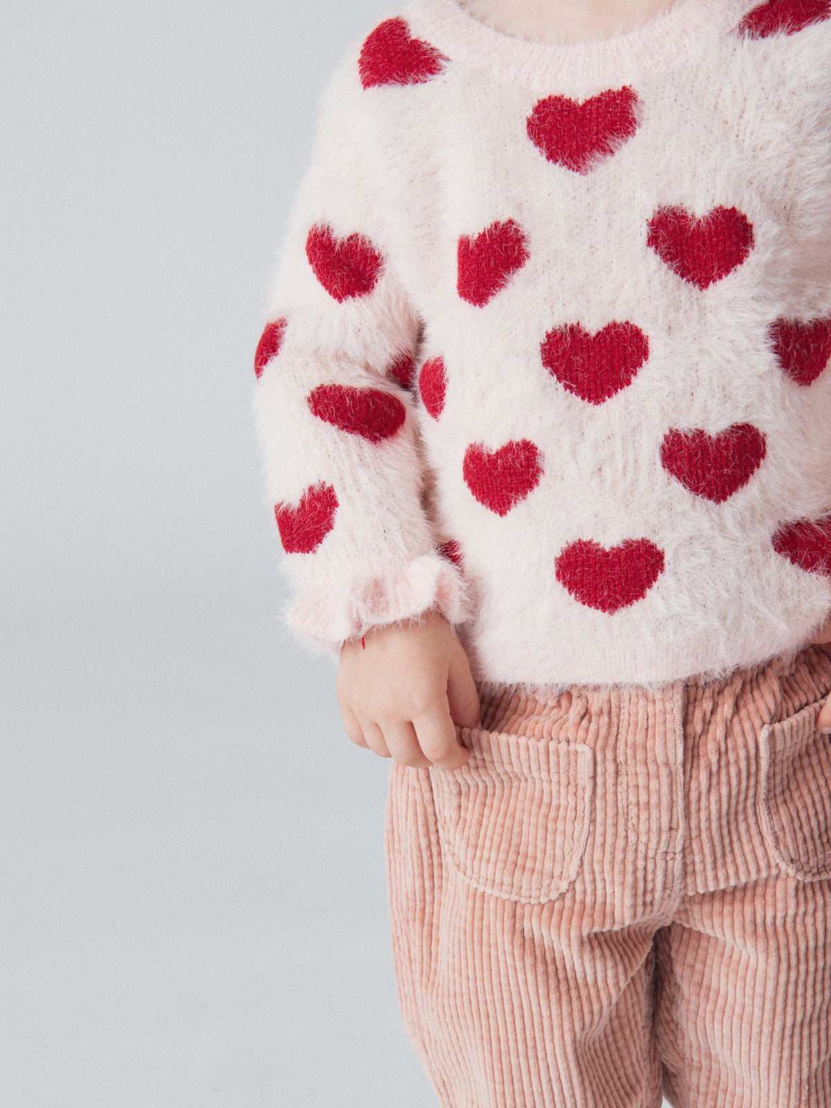 Pink chalk sweater with heart pattern for baby girl