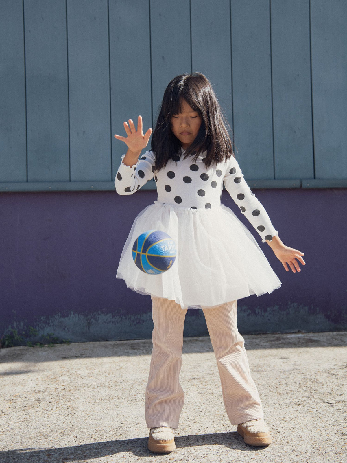 2-in-1 Sweater Dress with Cozy Top and Polka Dot Skirt for Baby Girl