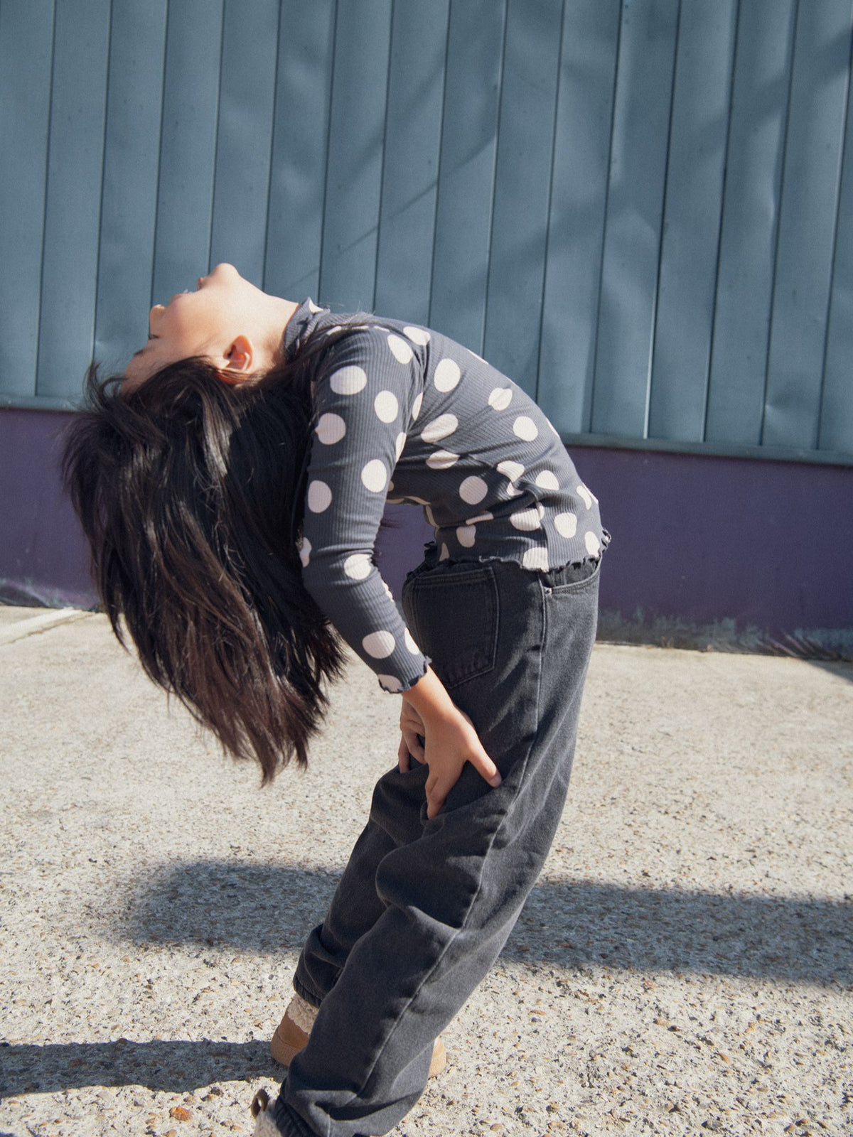 Charcoal Gray Polka Dot Under-Pull for Girls