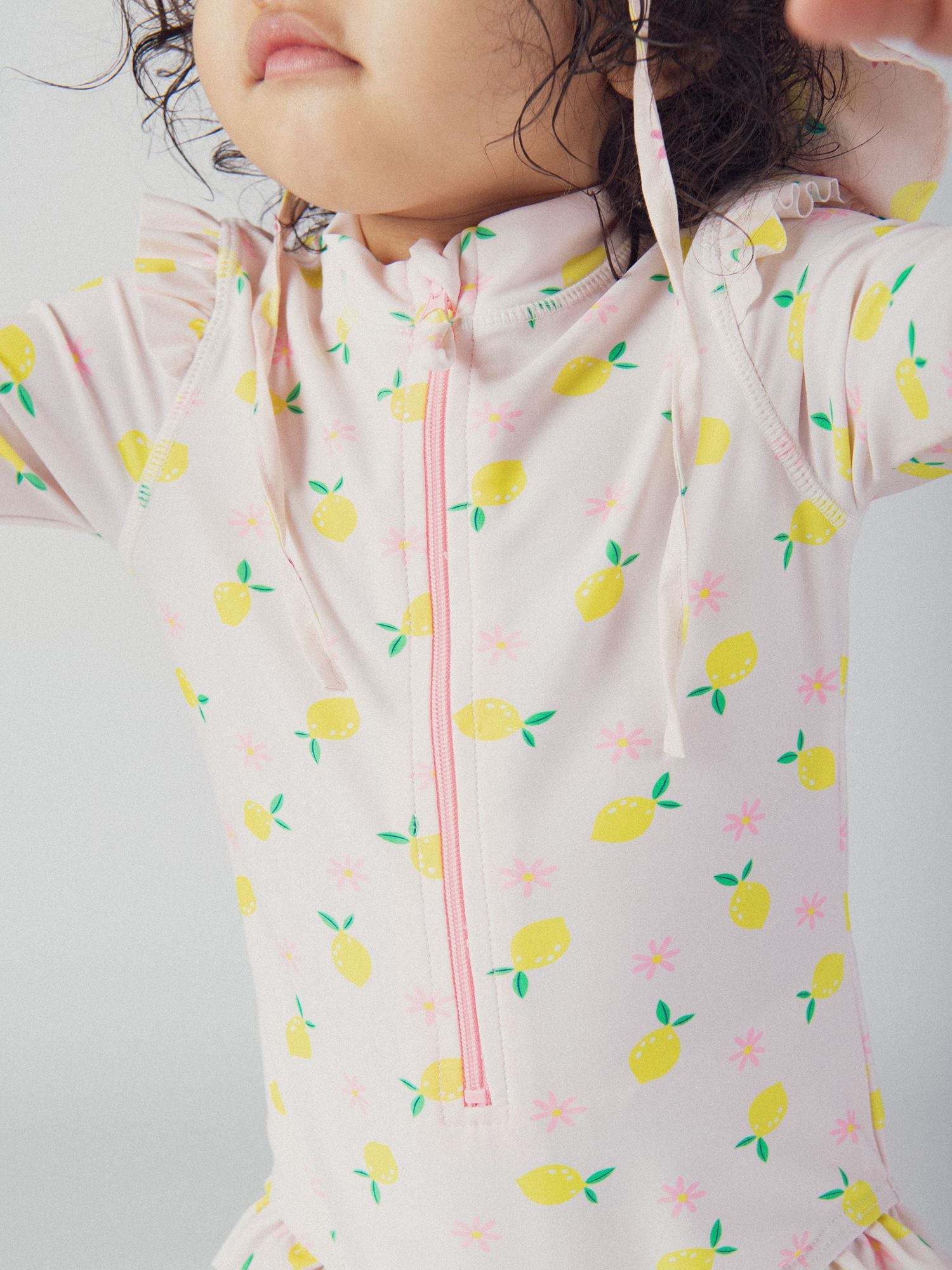 UPF 50+ Lemon Print Swimsuit for Baby Girls