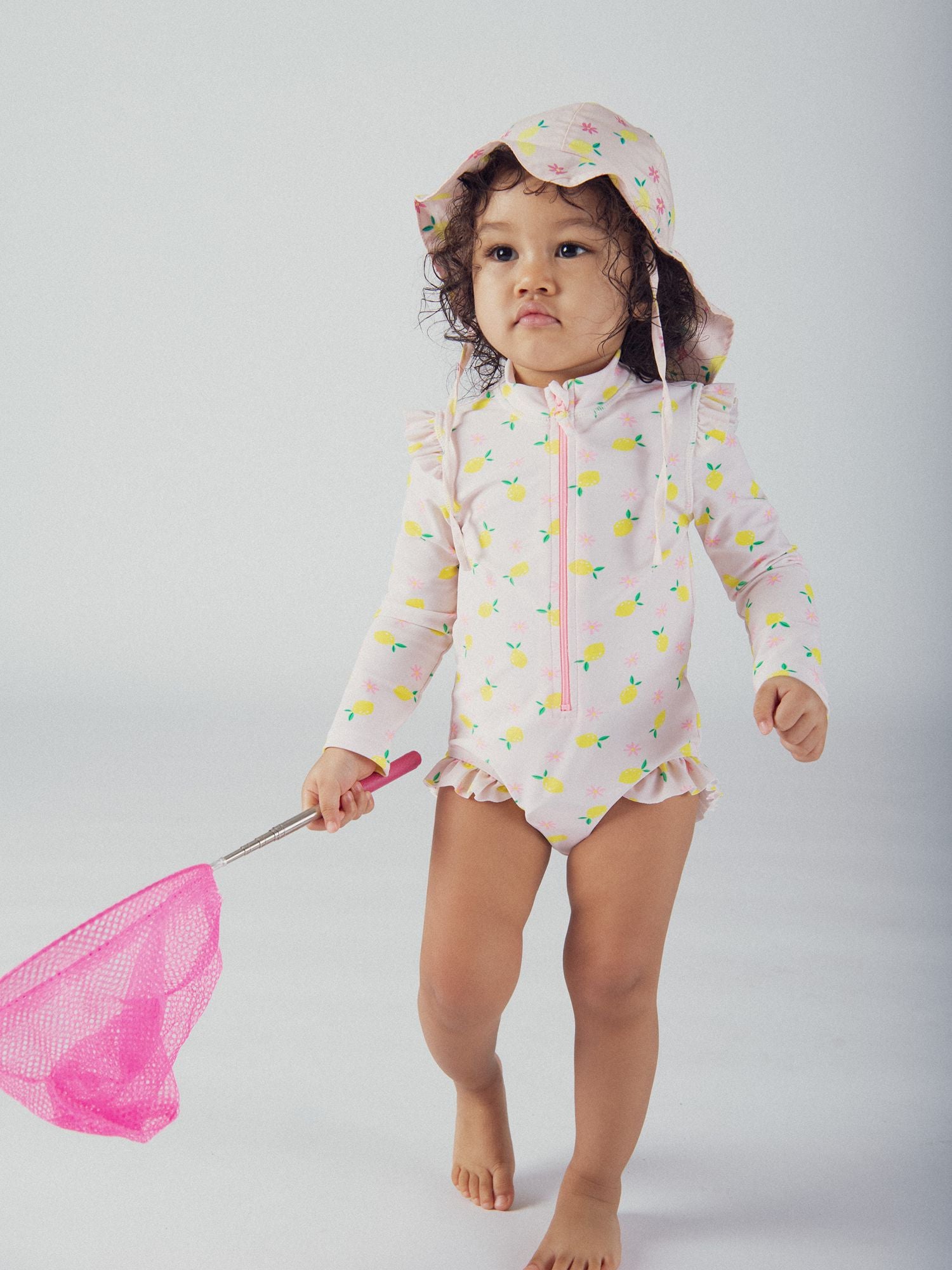 UPF 50+ Lemon Print Swimsuit for Baby Girls