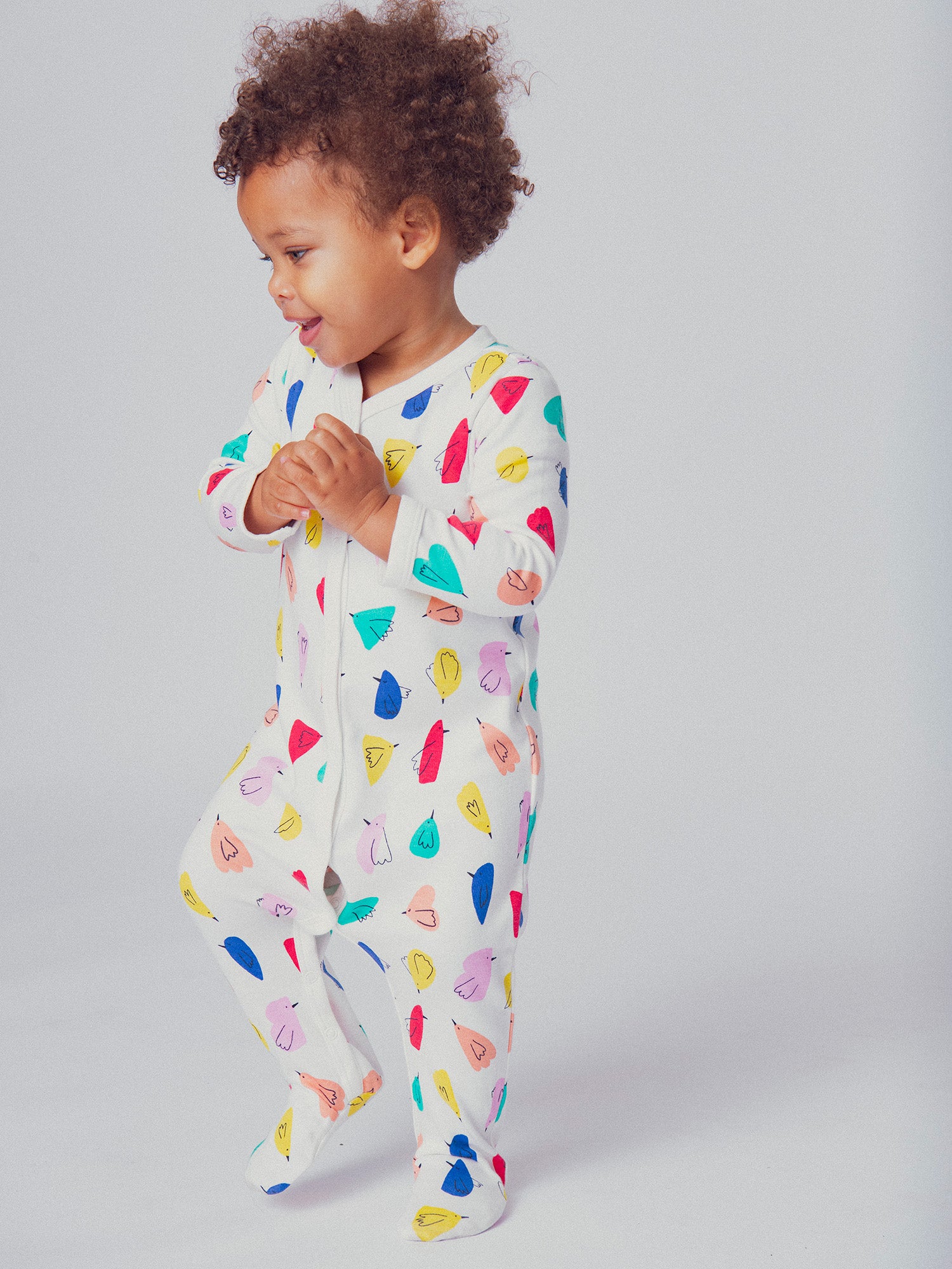 Cream-Printed All-Over Bodysuit for Baby Girl