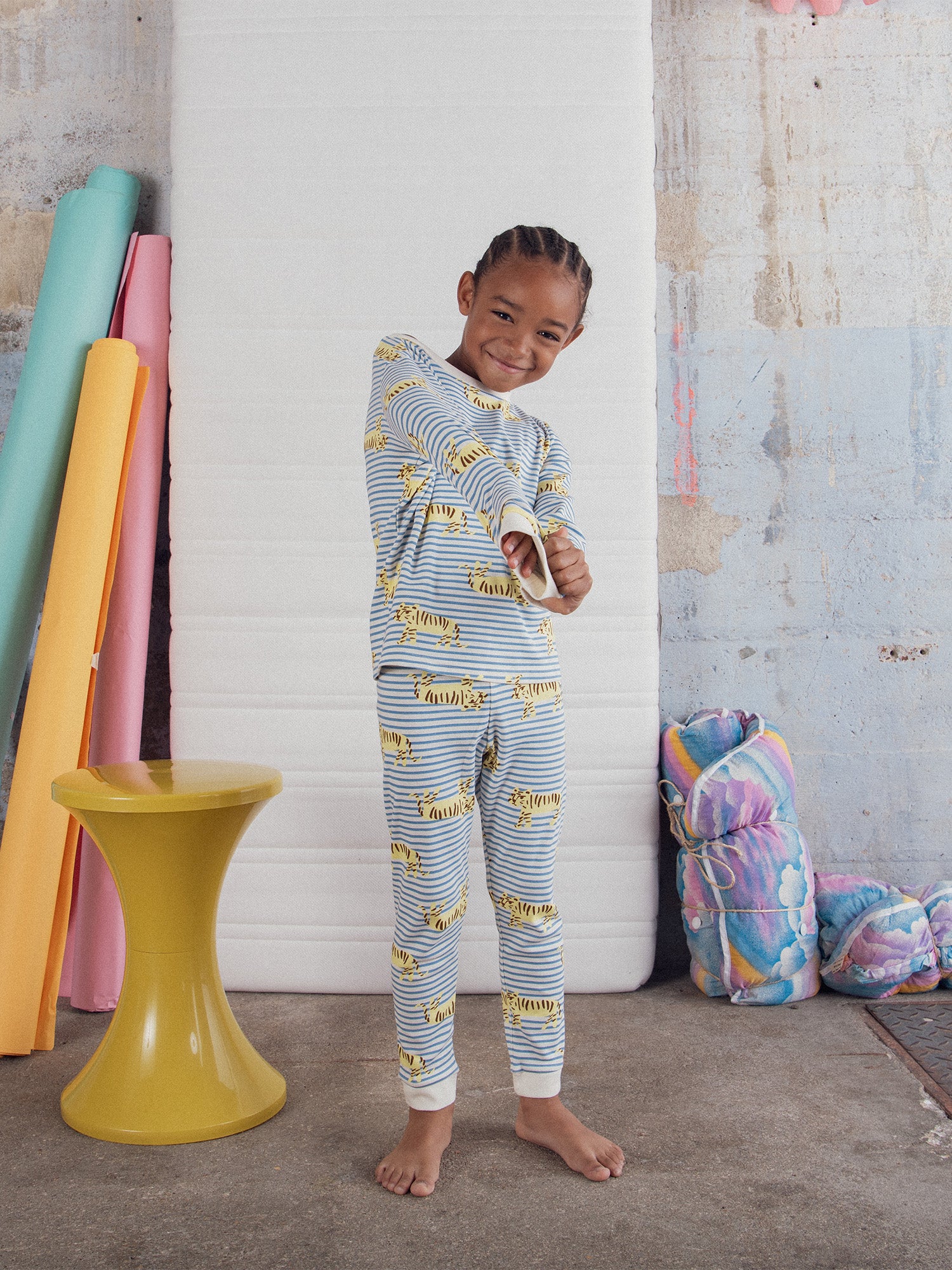 Striped Pajamas with All-Over Tiger Print for Boys