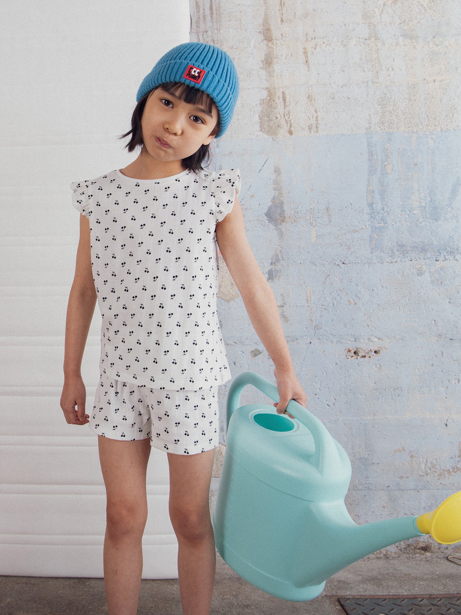 Short pajama with "CHERRY" print for girls
