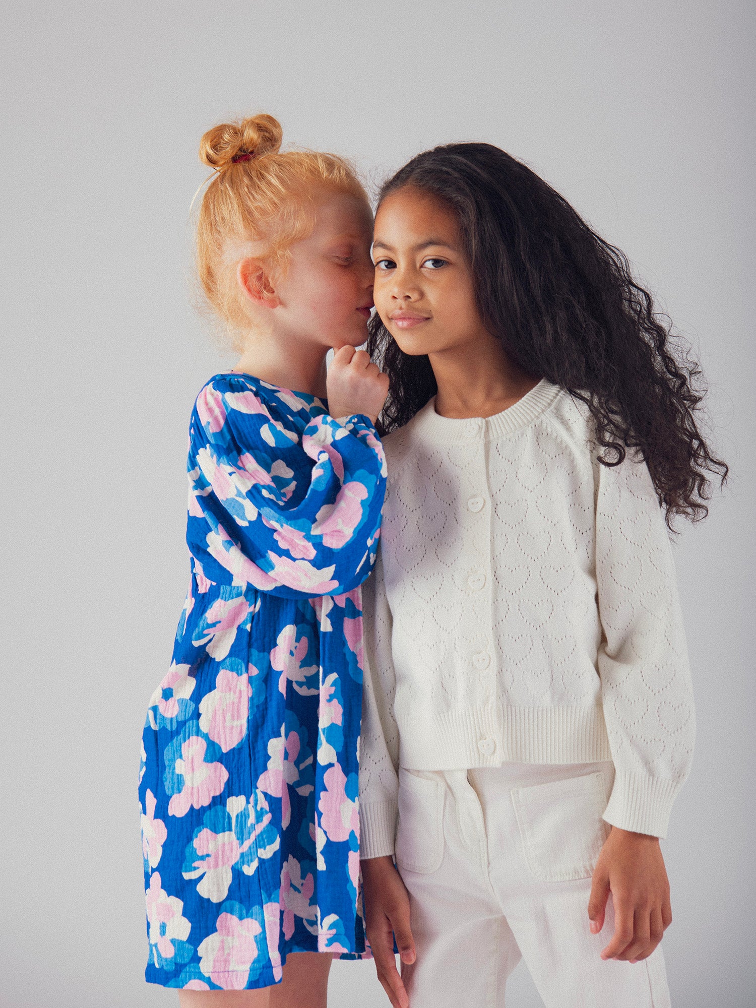 Off-white Cardigan with Heart Detail for Girls