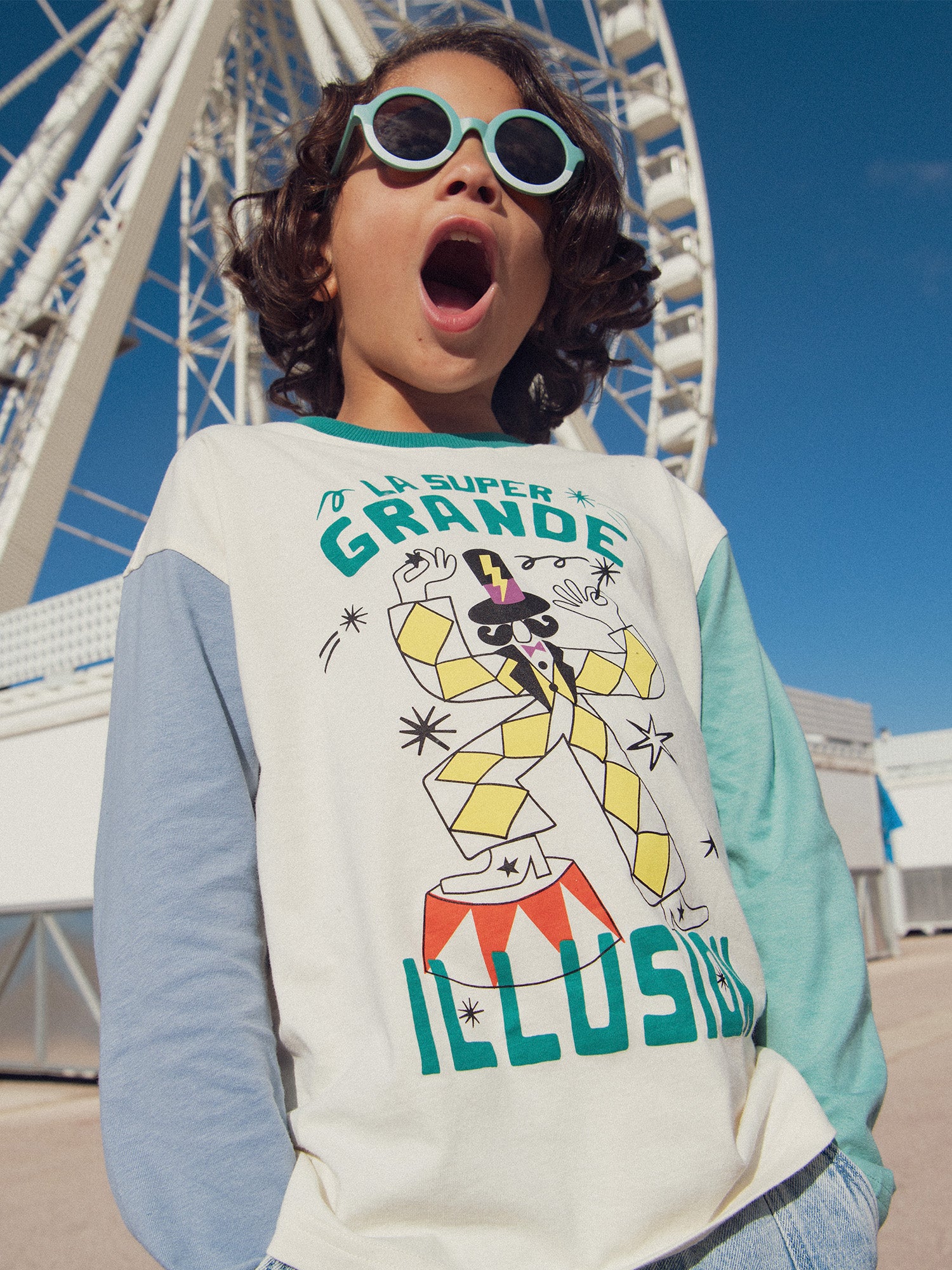 Colorblock T-Shirt with Circus Animation for Boy