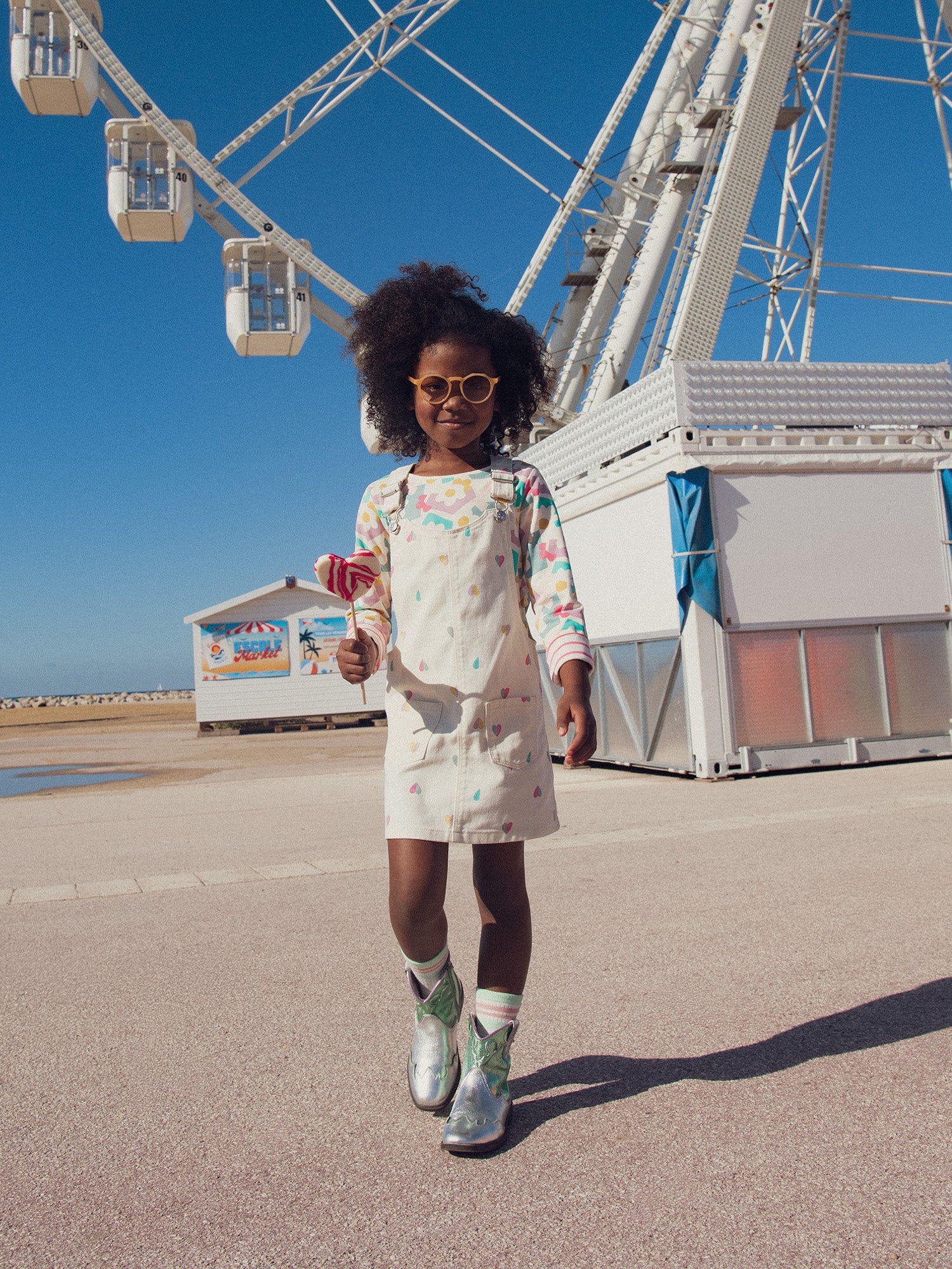 Heart Print Dress Overalls for Girl