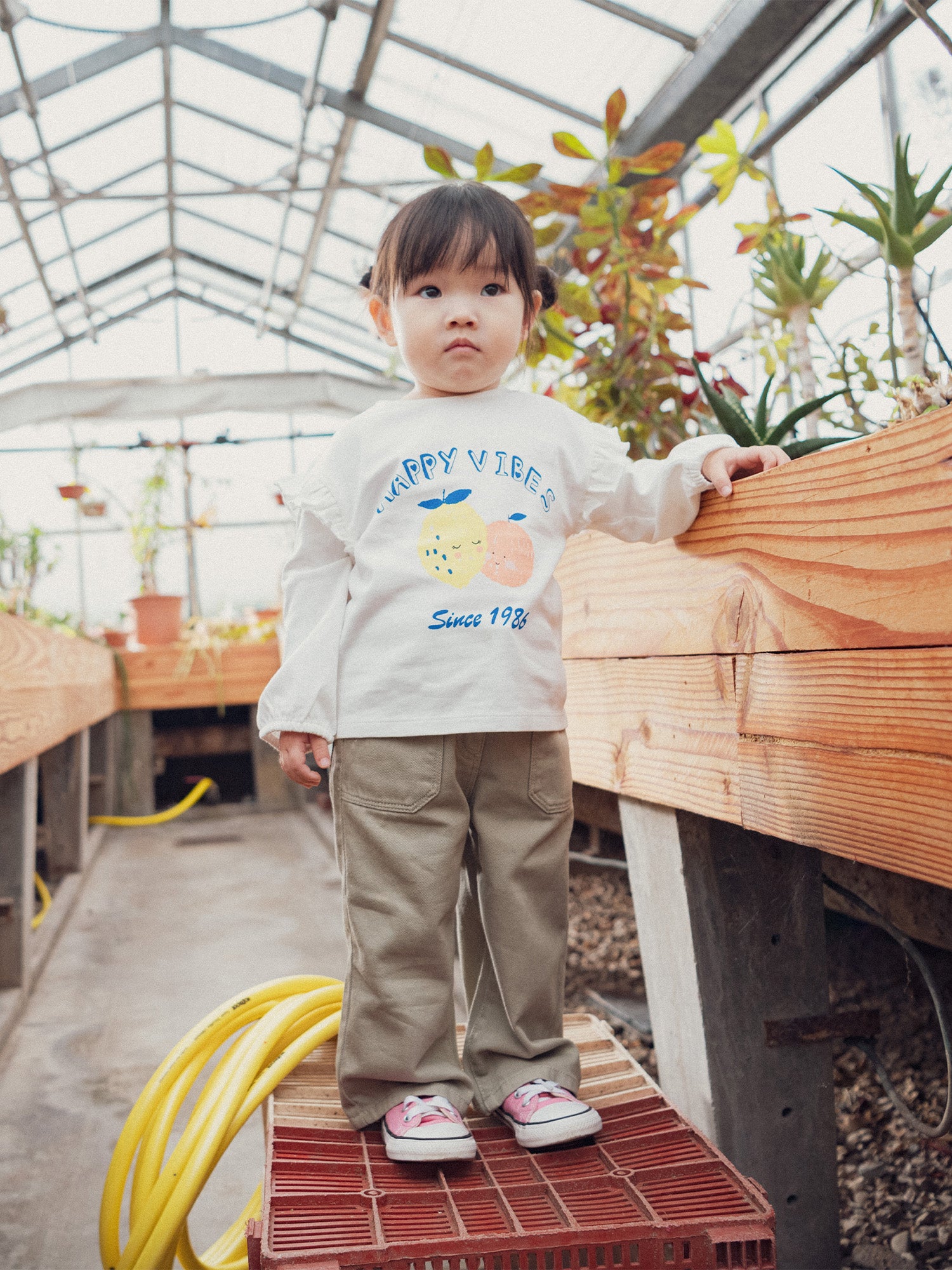 Ruffled Sleeve Fruit Pattern T-Shirt for Baby Girl