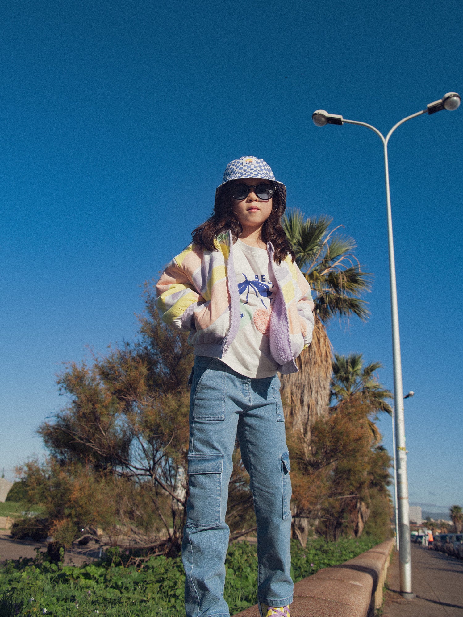 Denim cargo pants for girls