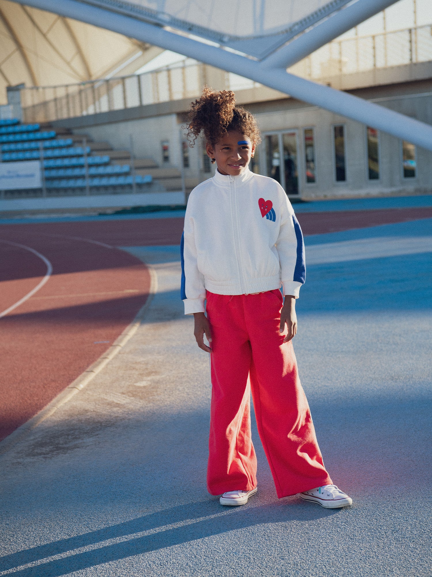 Red Fleece Pants with Colorful Stripes for Girls