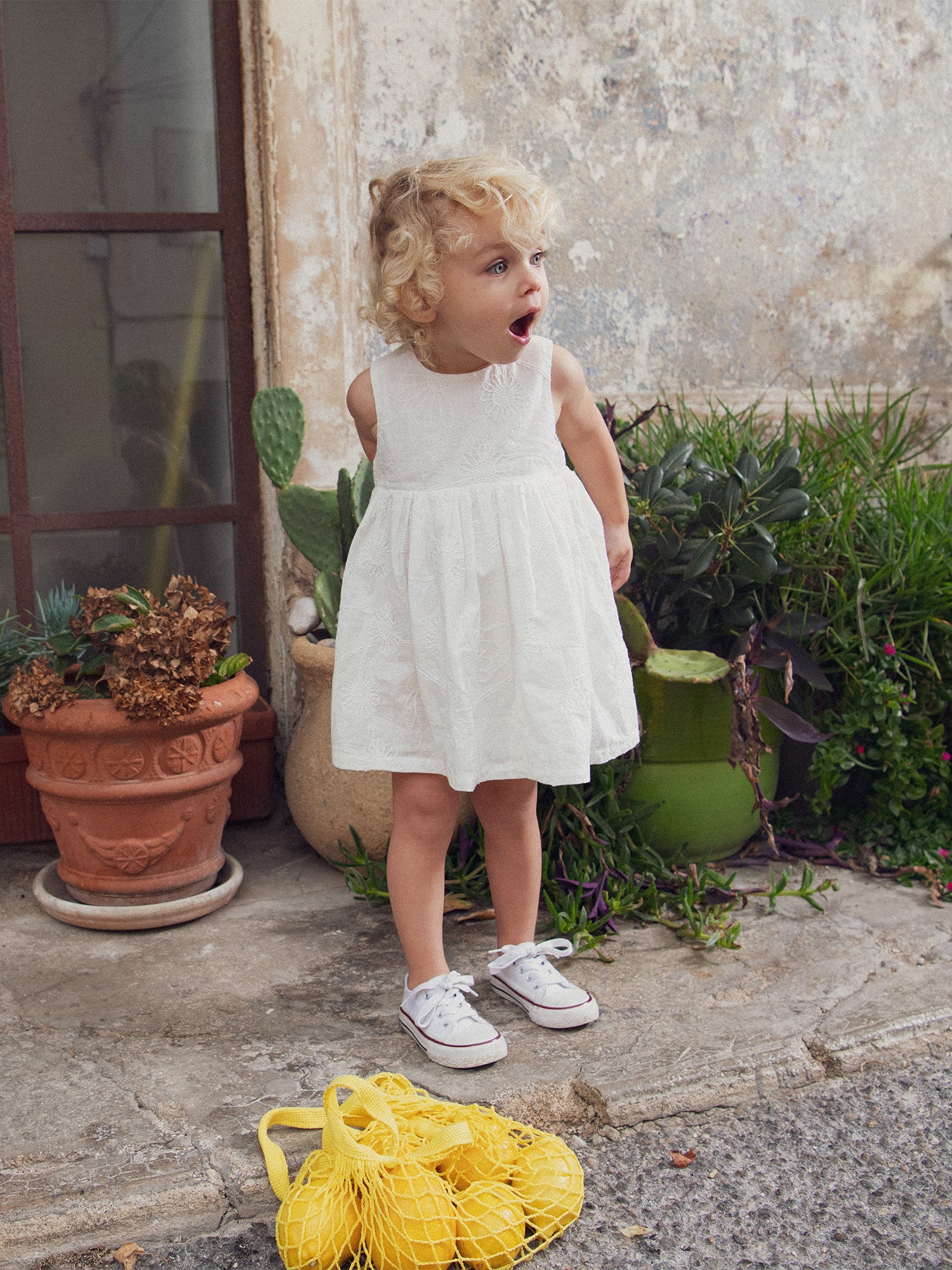 Embroidered Vanilla Dress for Baby Girl