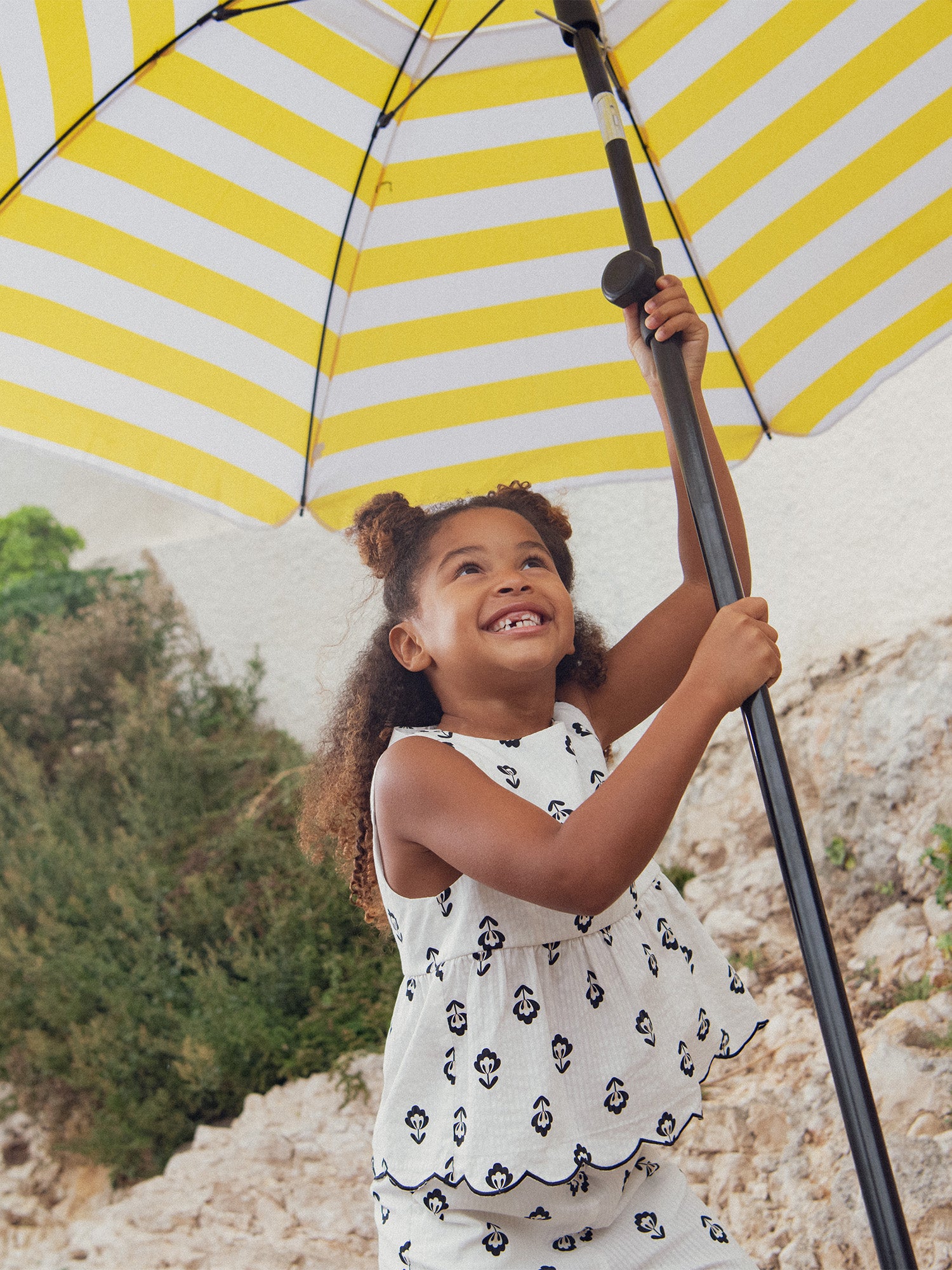 Ecru Blouse with Floral Print for Girls