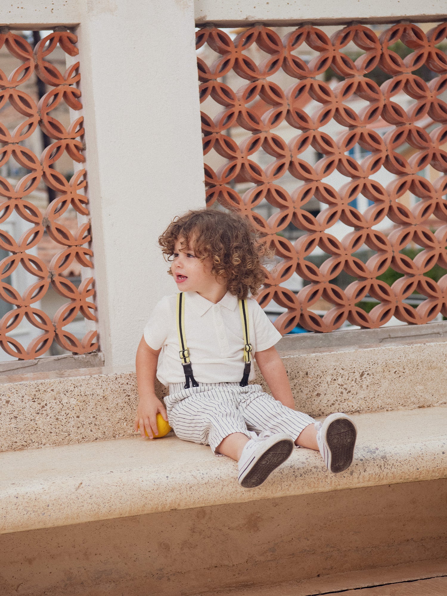 Striped Pants with Removable Suspenders for Baby Boy
