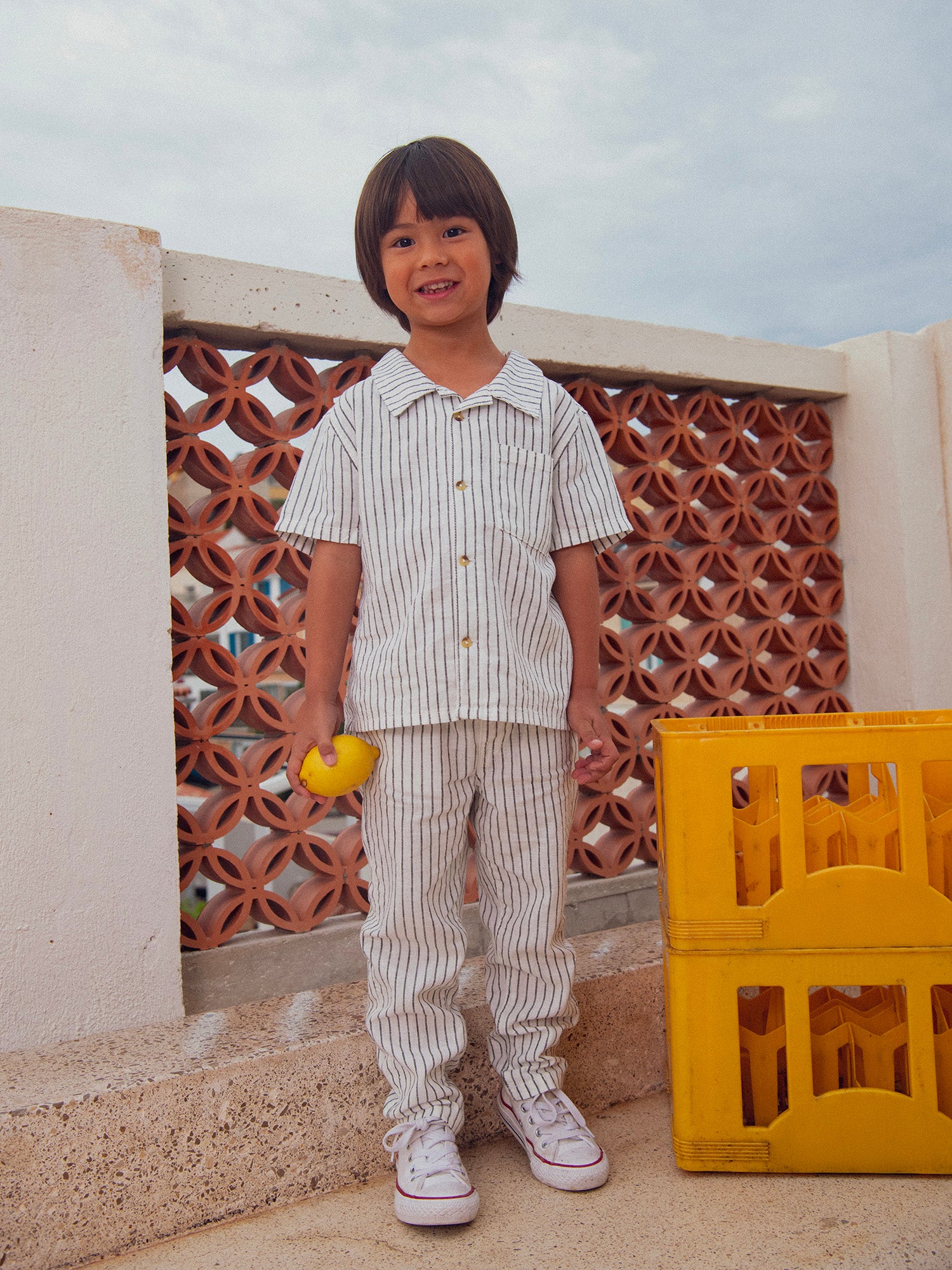 Beige Striped Pants for Boys