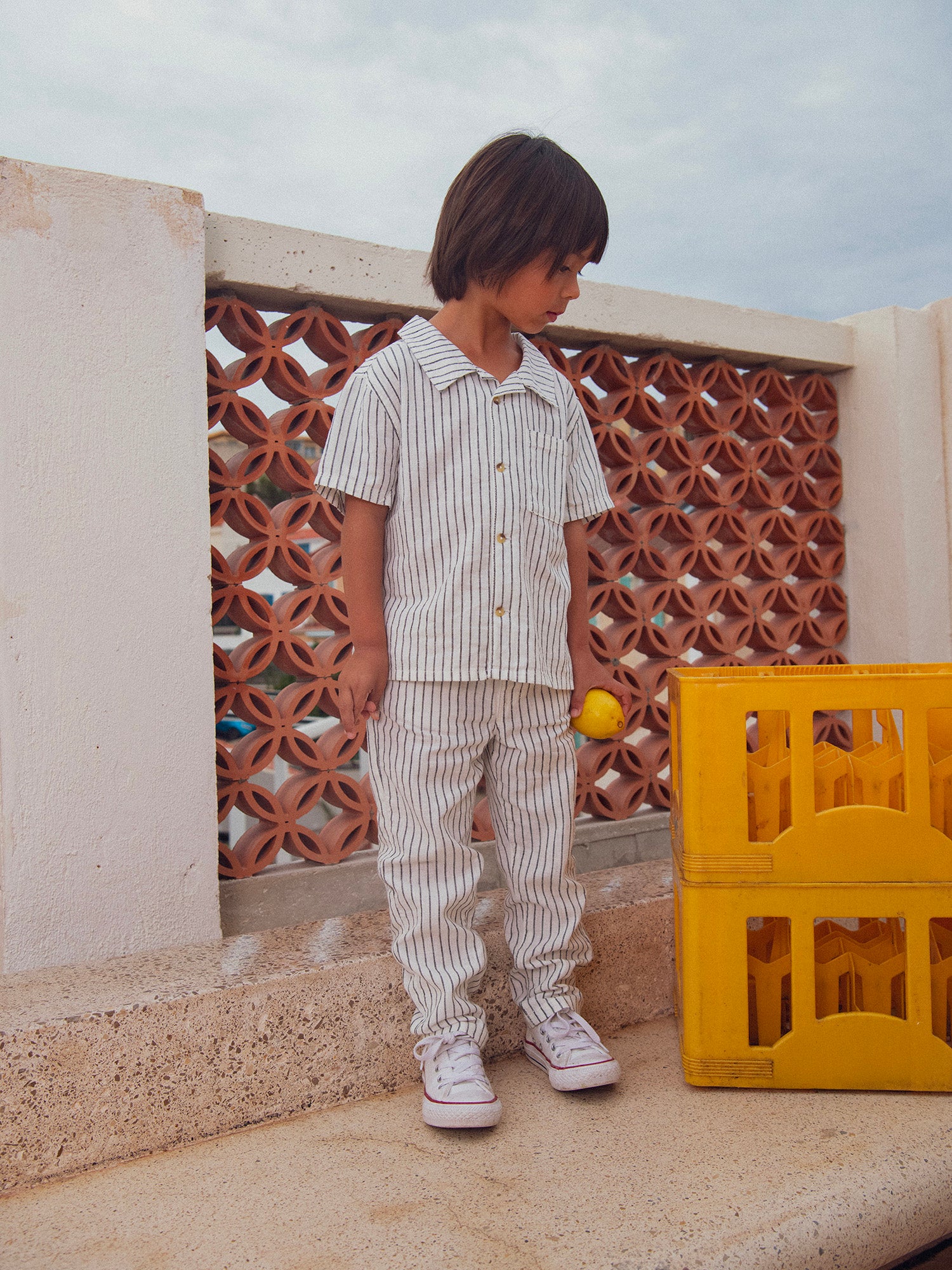 Beige Striped Pants for Boys