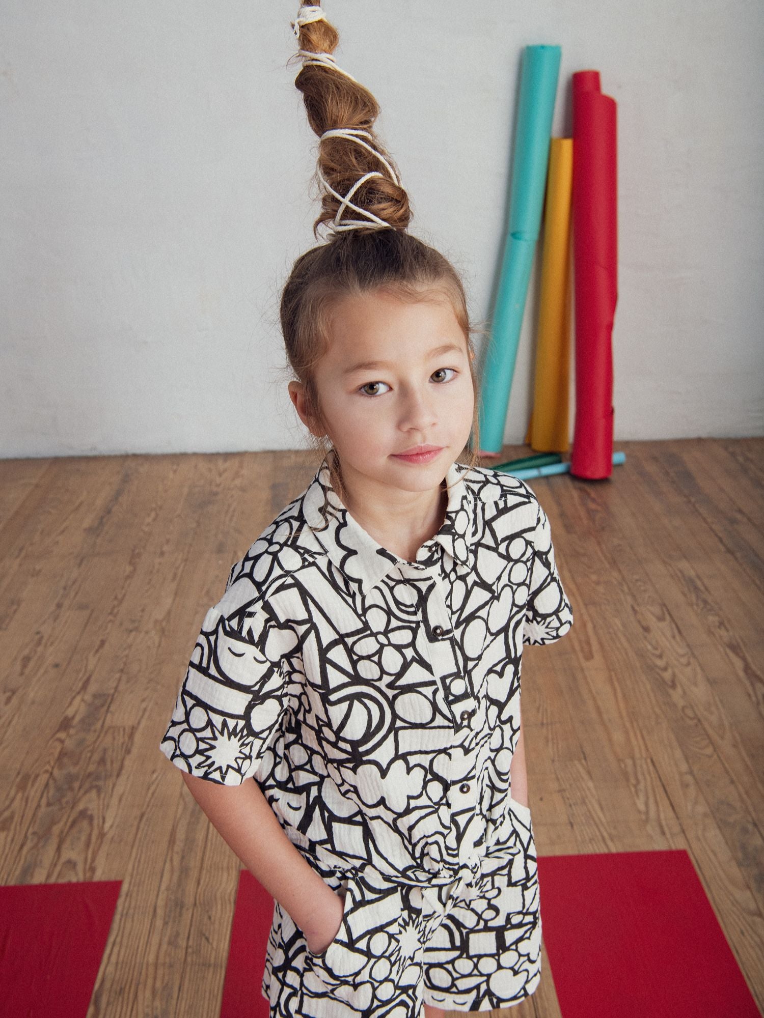 Ecru Graphic Print Shirt for Girls