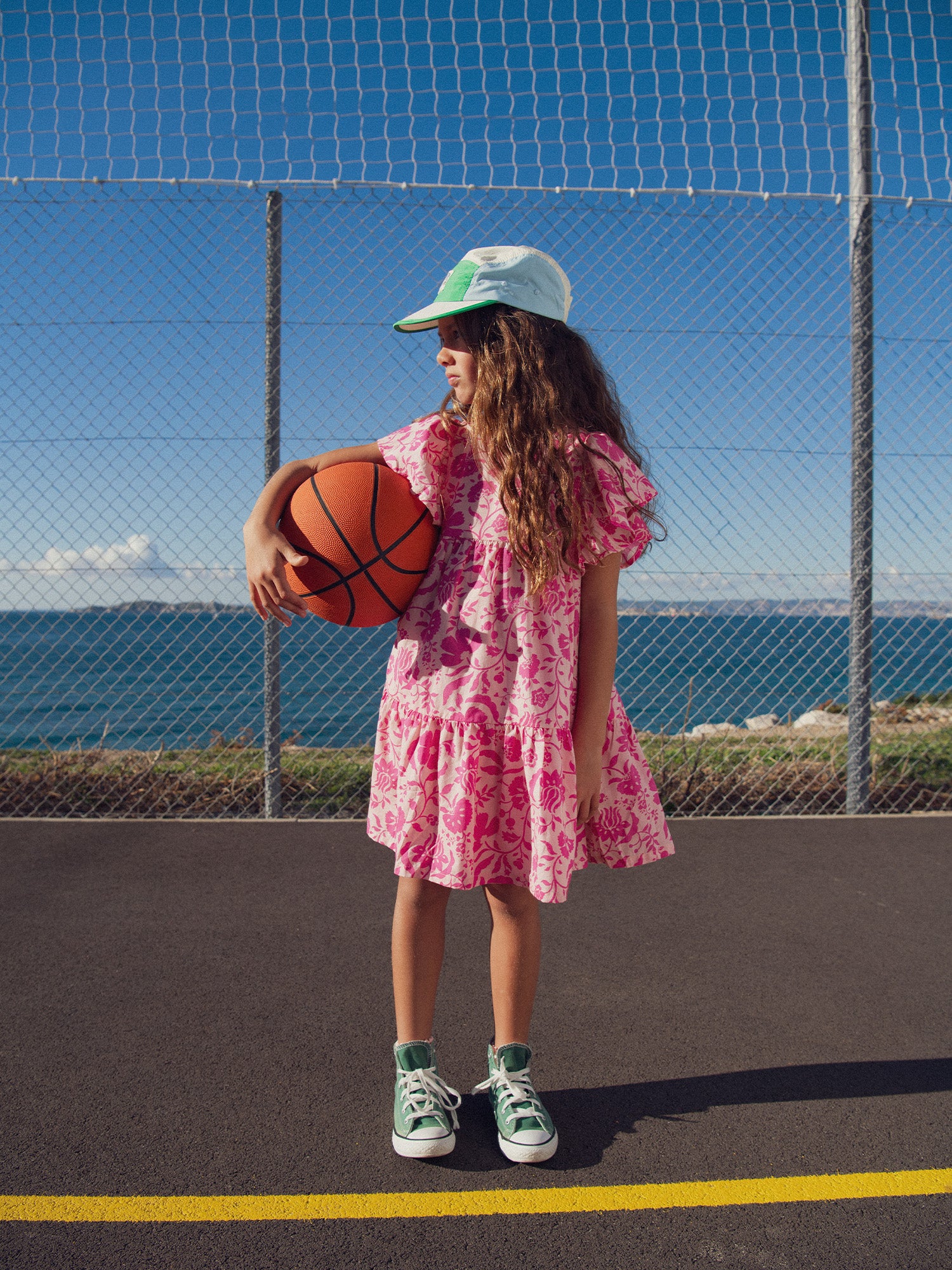 Pink Floral Print Dress for Girls