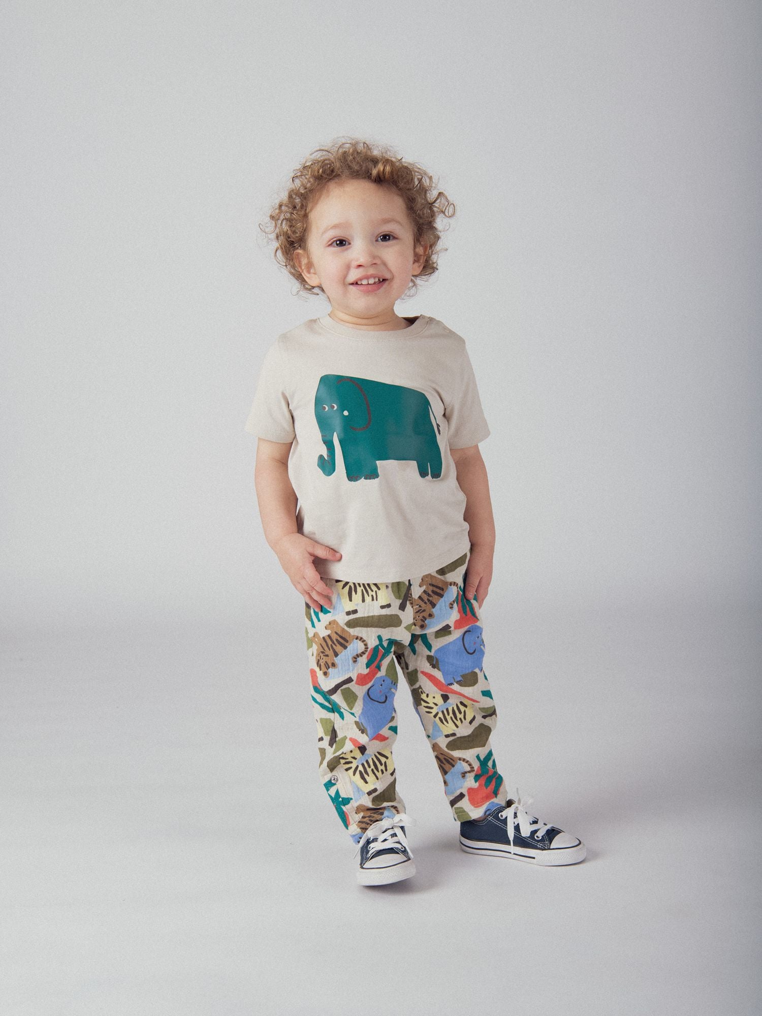 Beige T-Shirt with "Elephant" Design for Baby Boy
