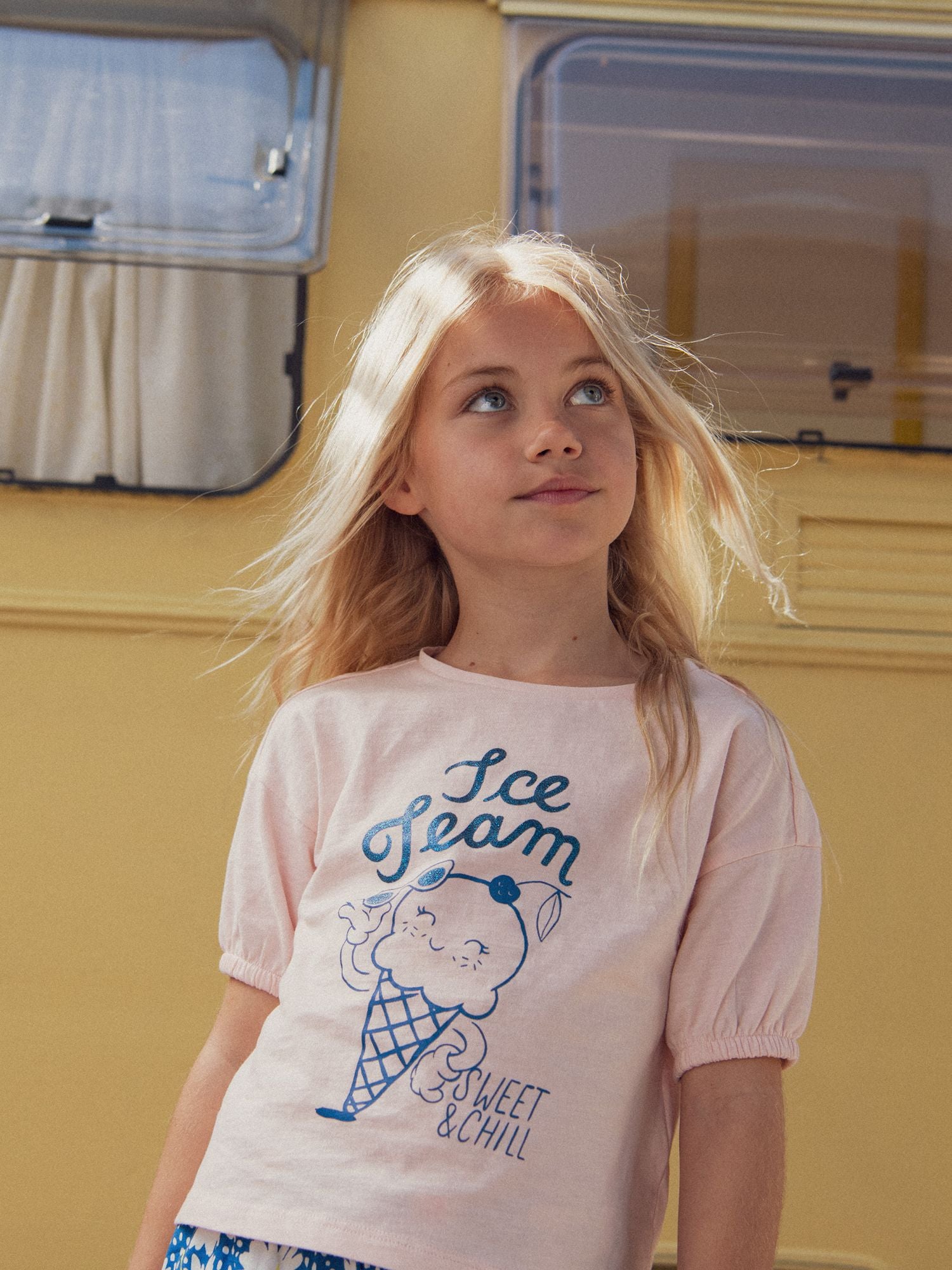 Pink T-shirt with Ice Cream Animation for Girls