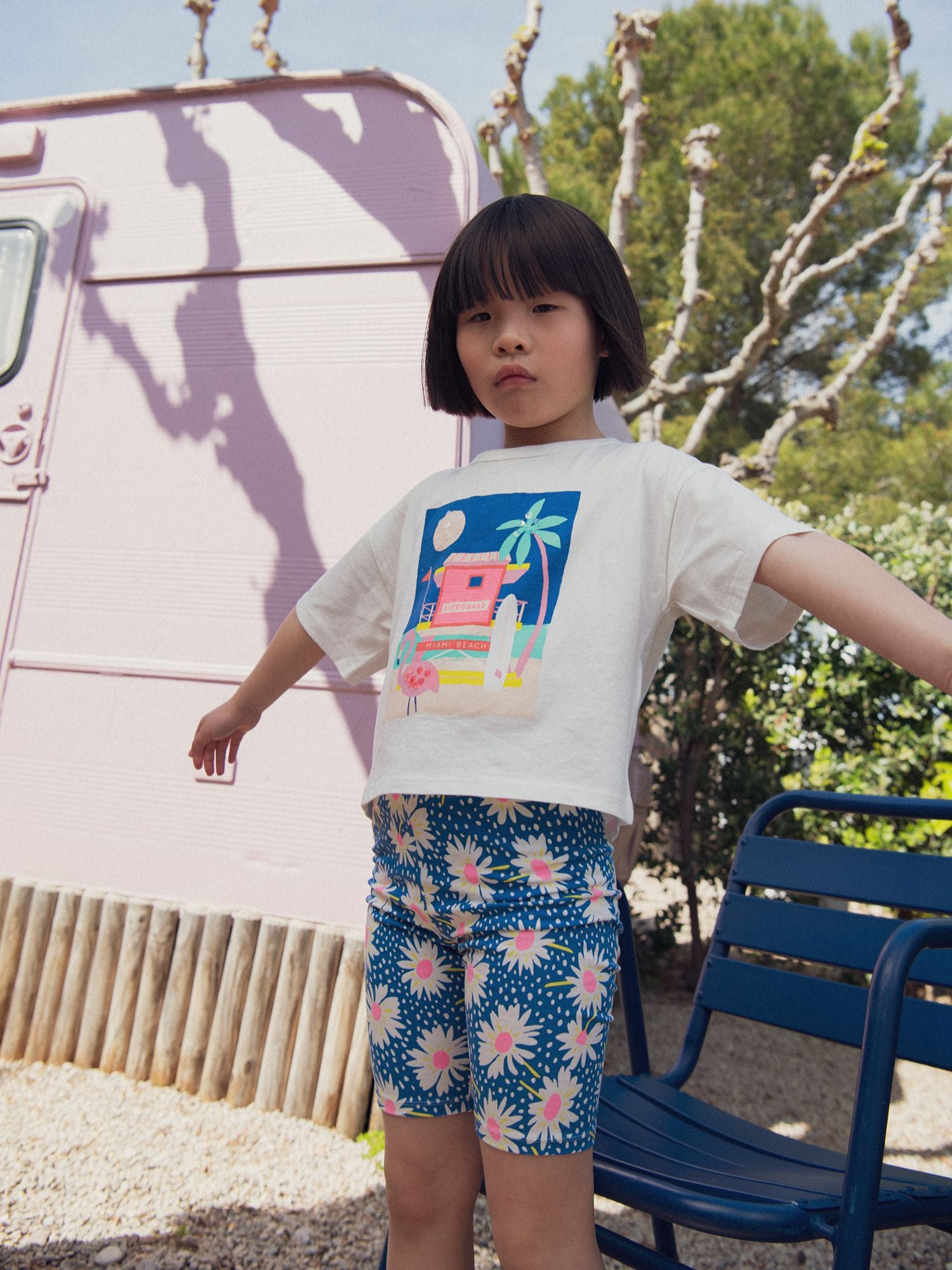 Blue Flower Shorts for Girls