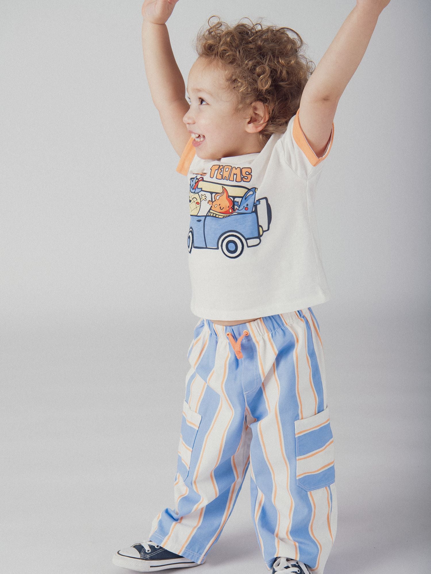 Blue and Peach Striped Pants for Baby Boy
