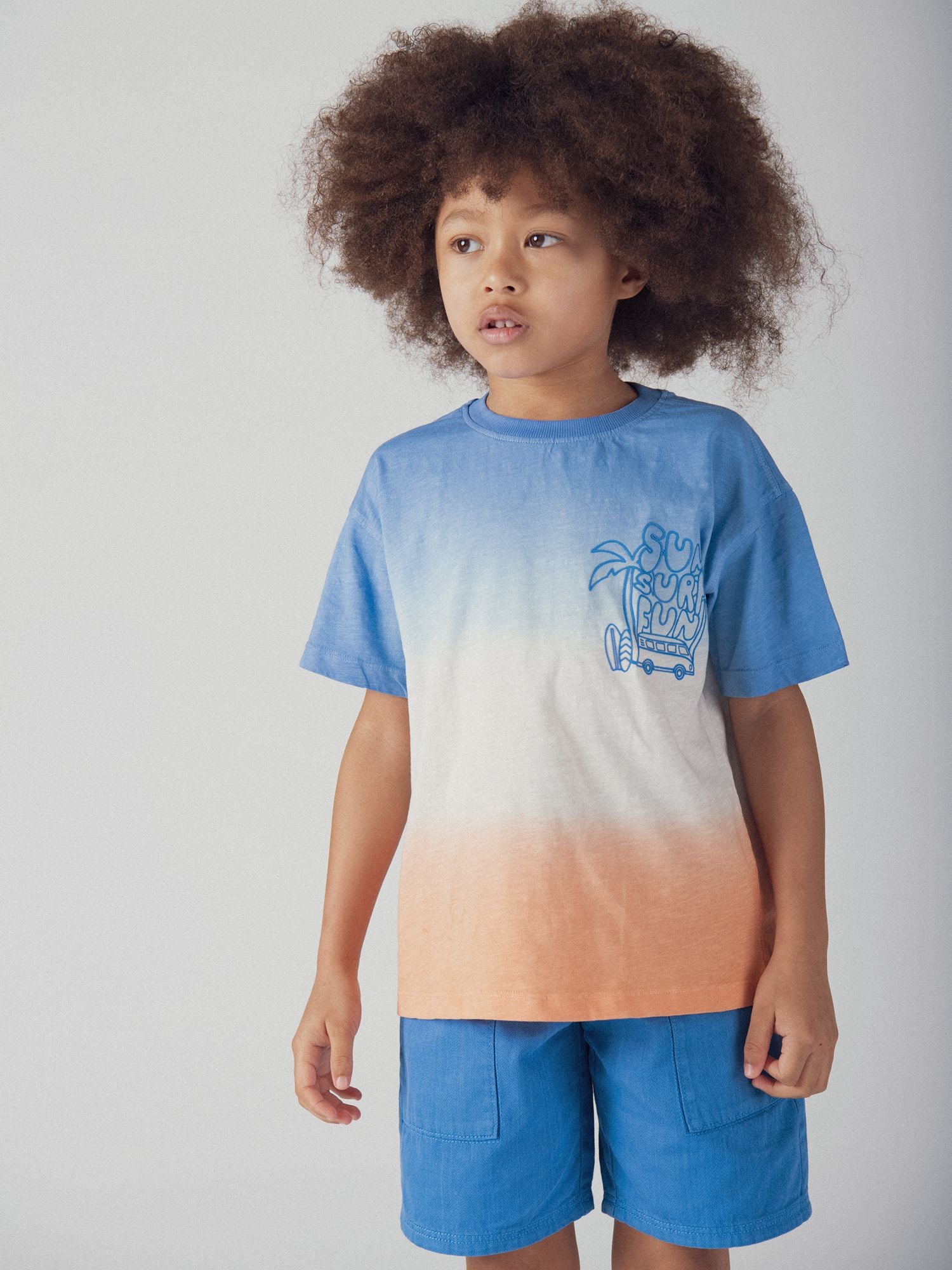 Blue and orange tie-dye T-shirt for boys