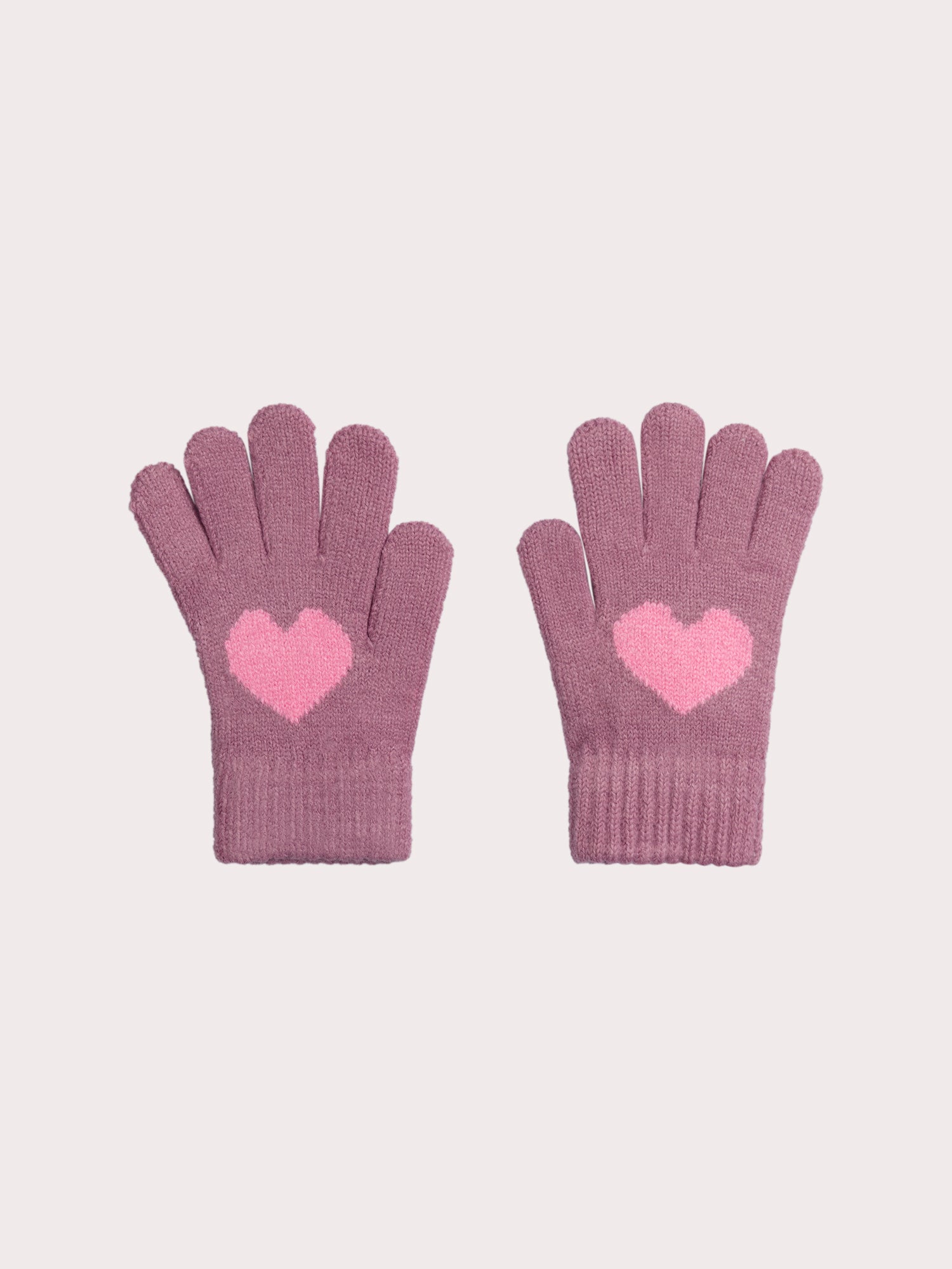 Purple Heart Knit Gloves for Girls