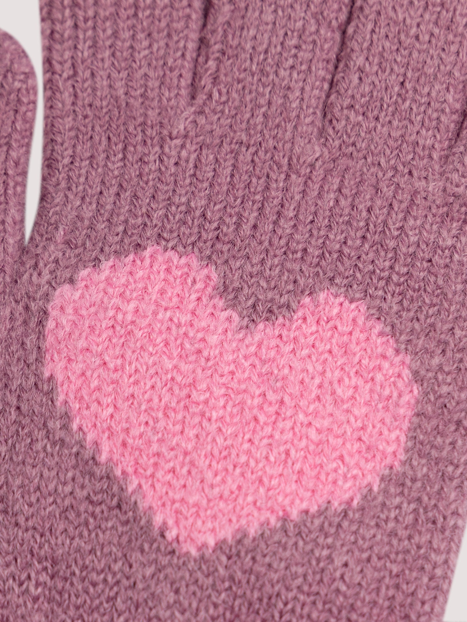 Purple Heart Knit Gloves for Girls