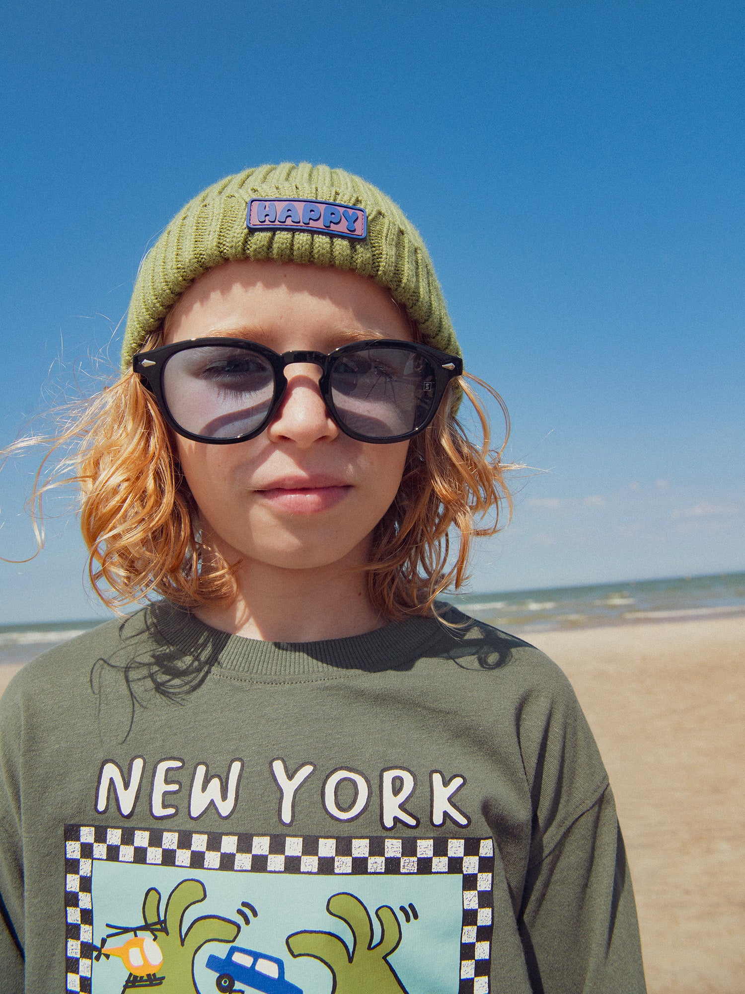 Khaki Ribbed Beanie for Boys