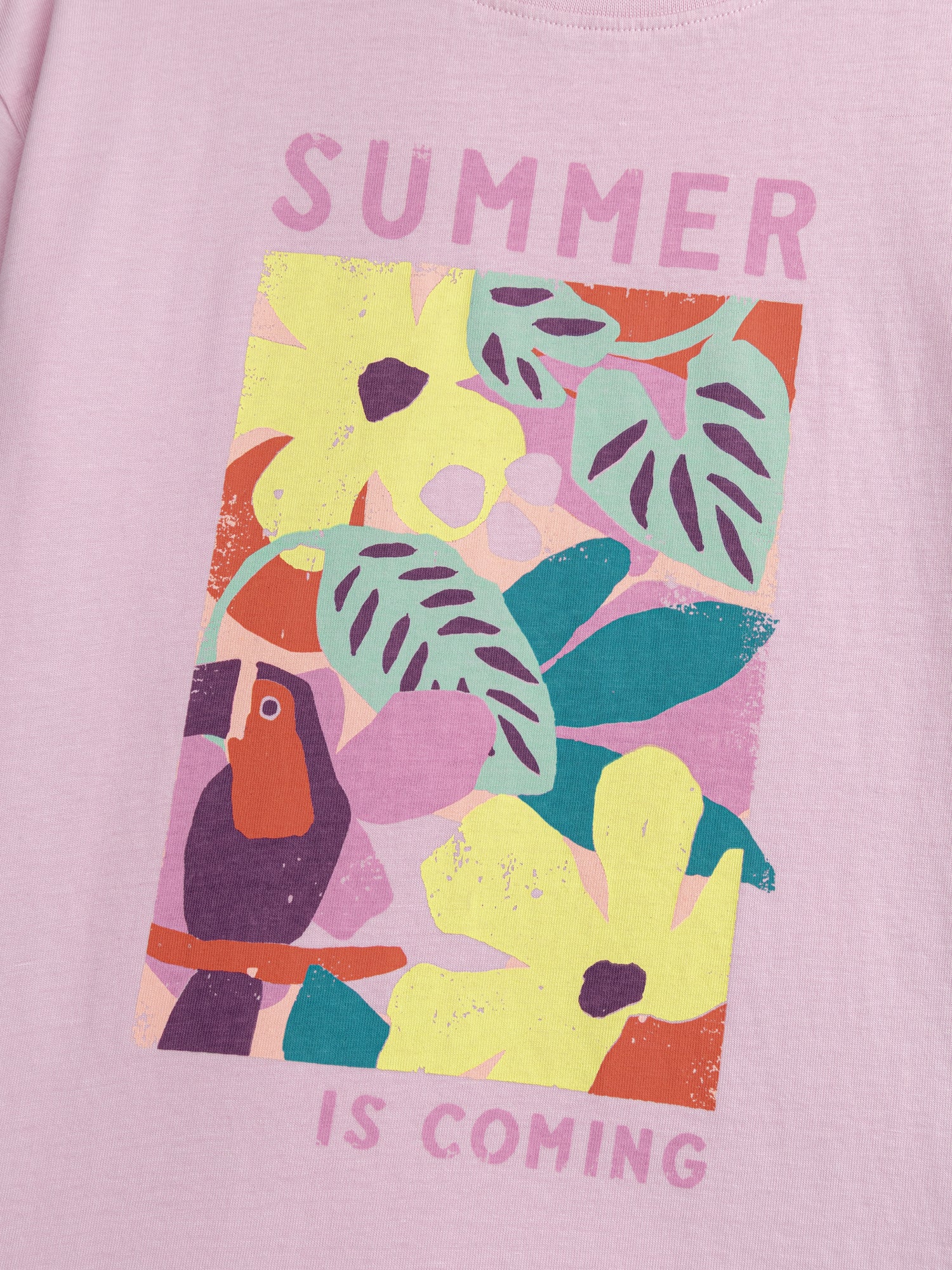 Oversized pink t-shirt with floral animation for girls