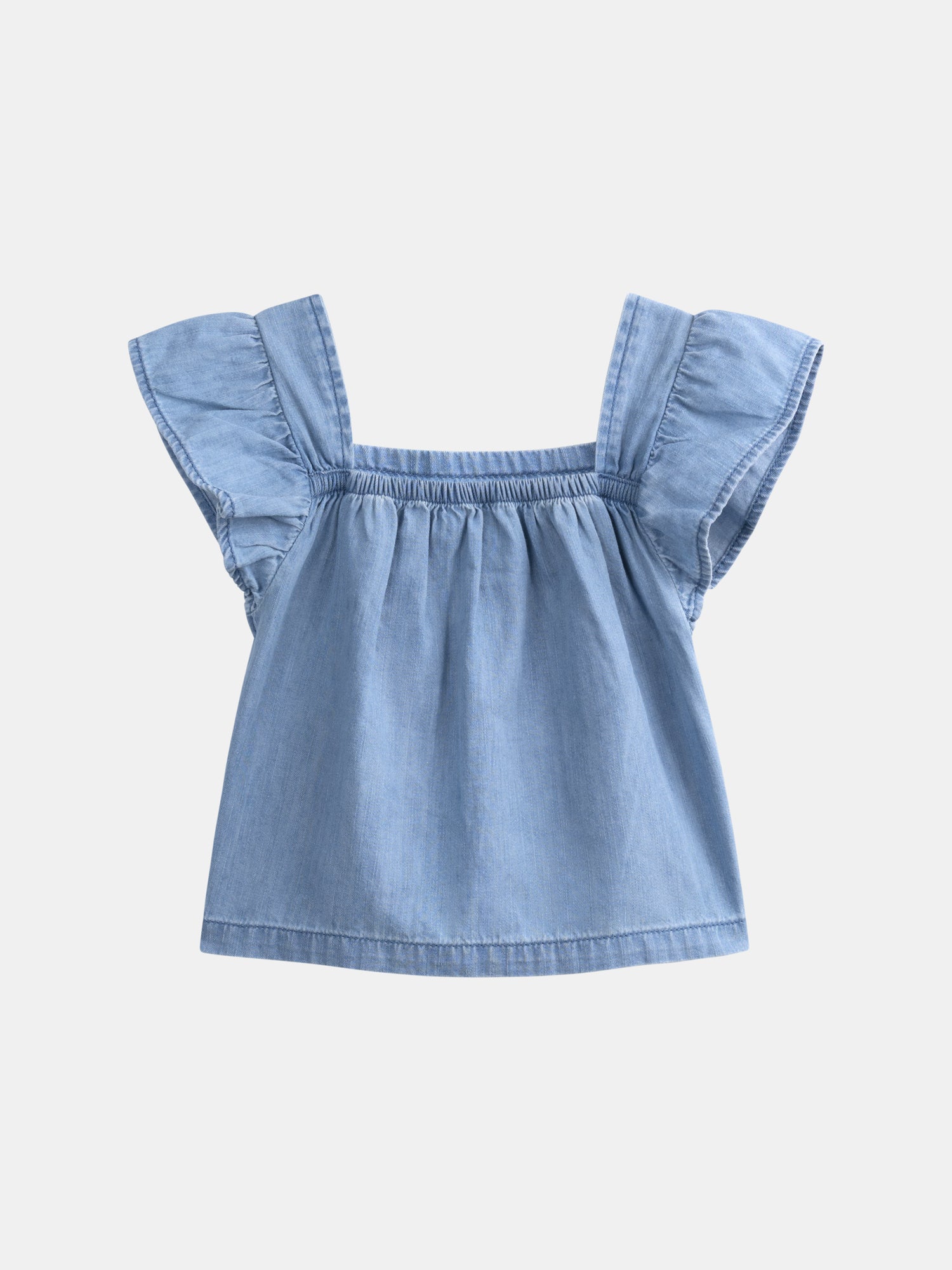 Blue blouse with floral embroidery for girls