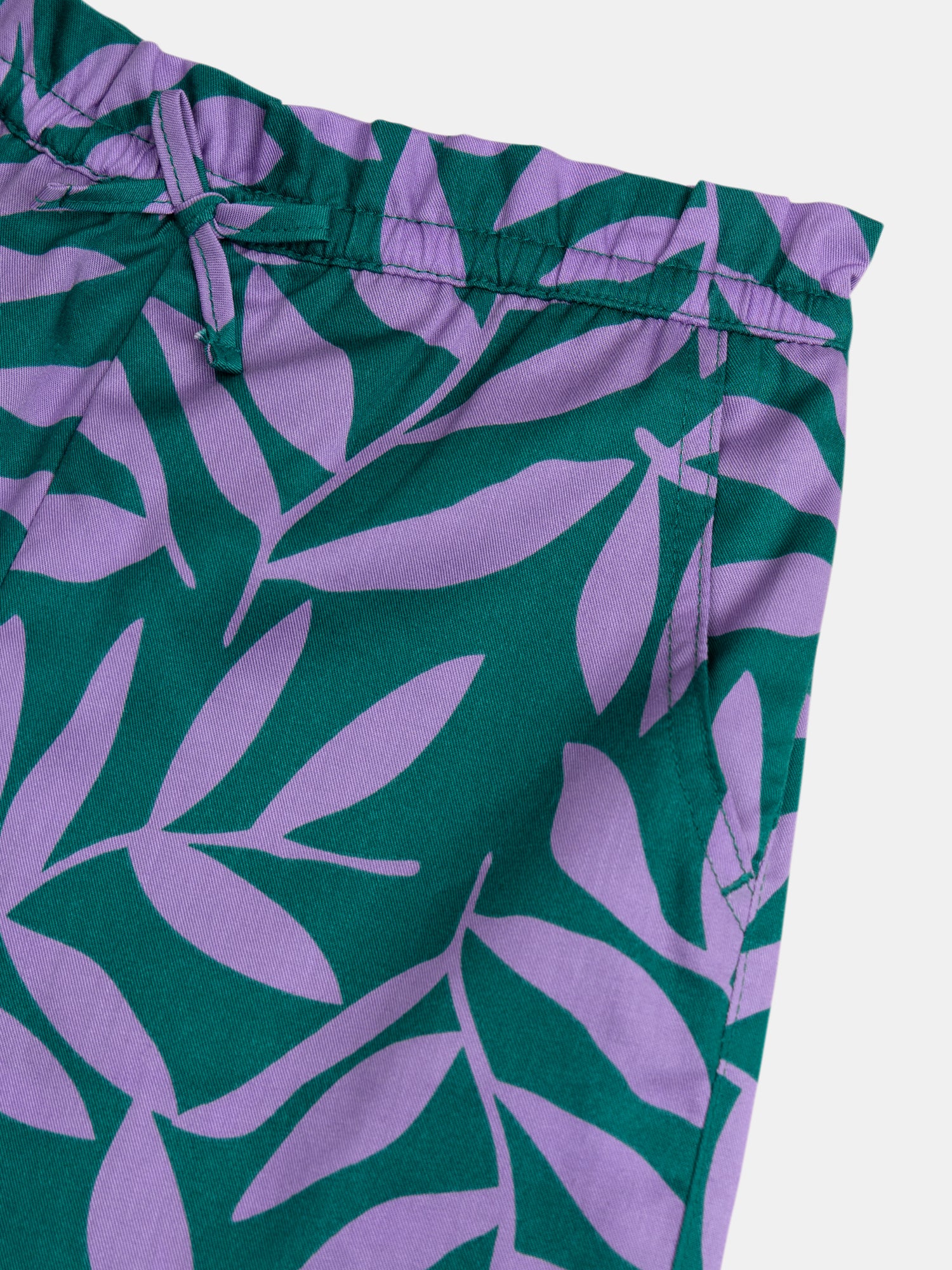 Green Leaf Print Pants for Girls