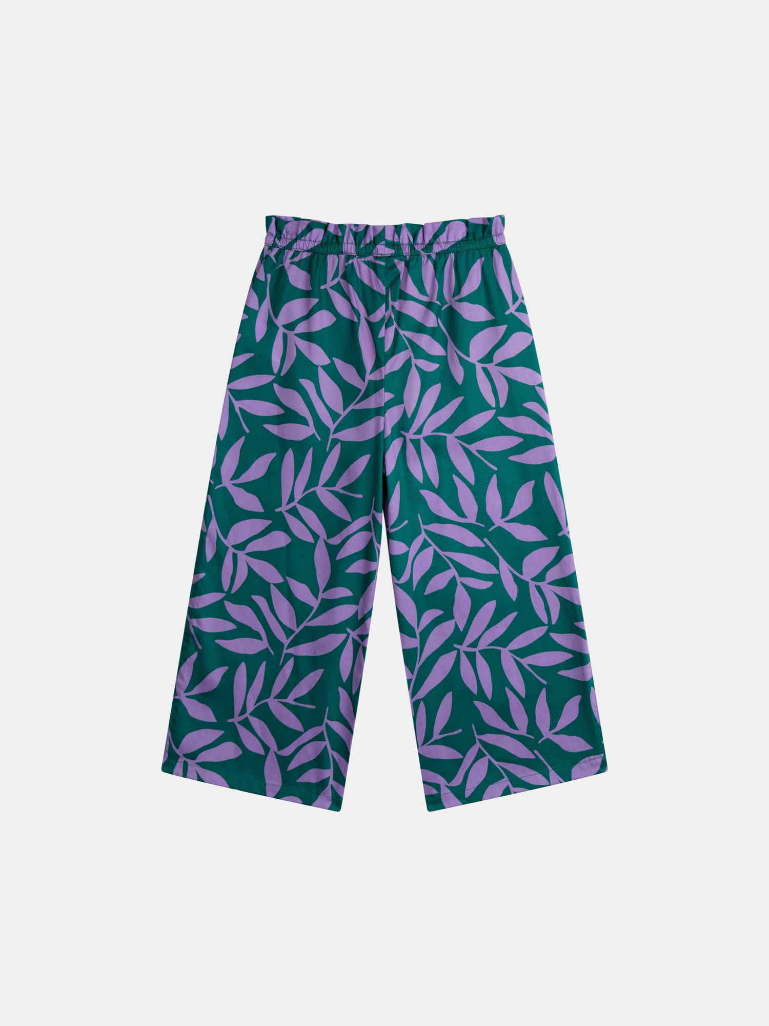 Green Leaf Print Pants for Girls