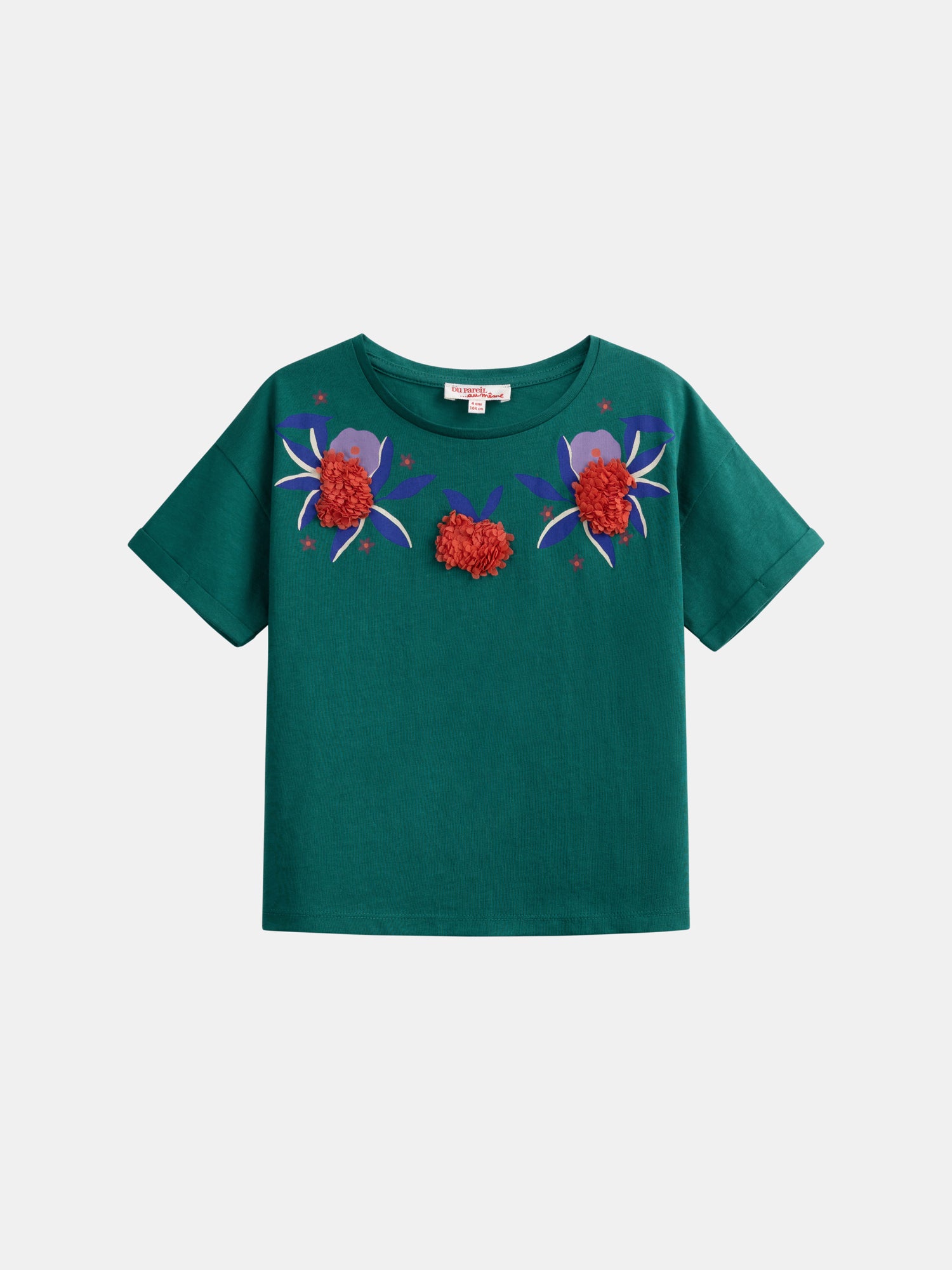 Green floral animation T-shirt for girls