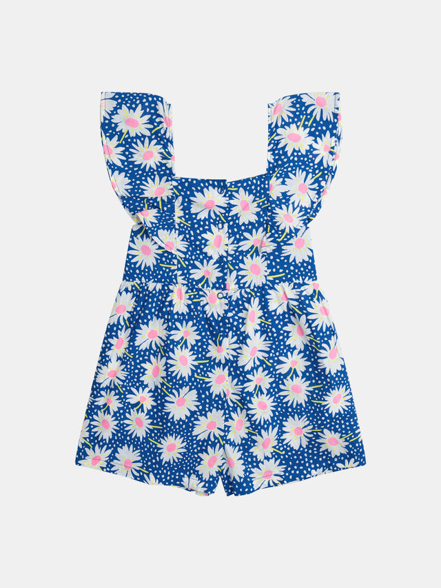 Blue floral print jumpsuit for girls