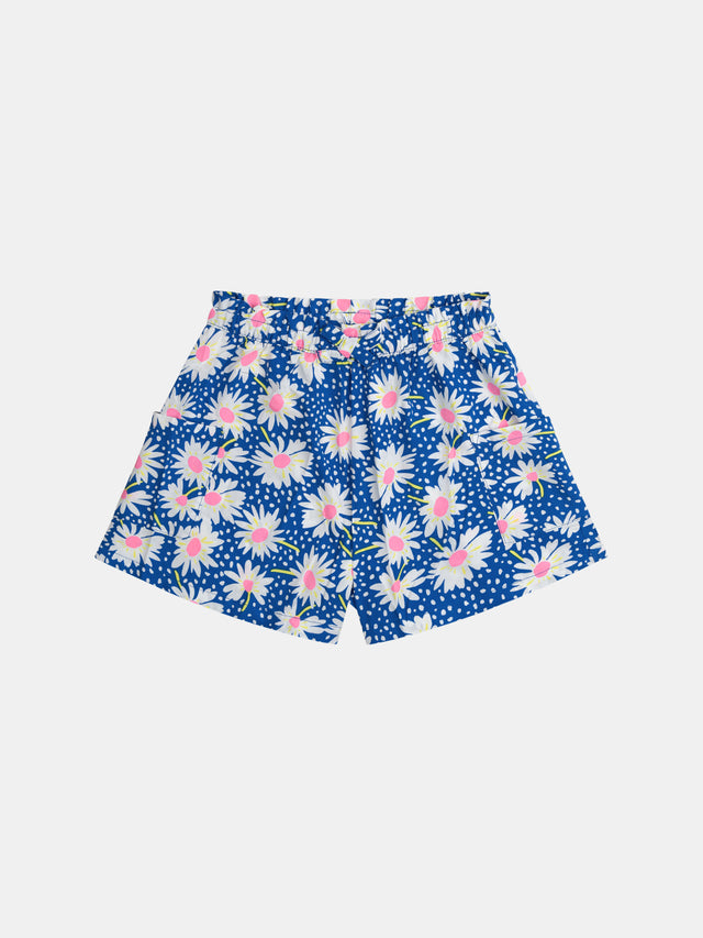 Navy blue shorts with floral print for girls