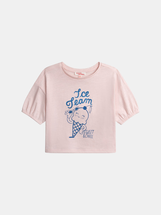 Pink T-shirt with Ice Cream Animation for Girls