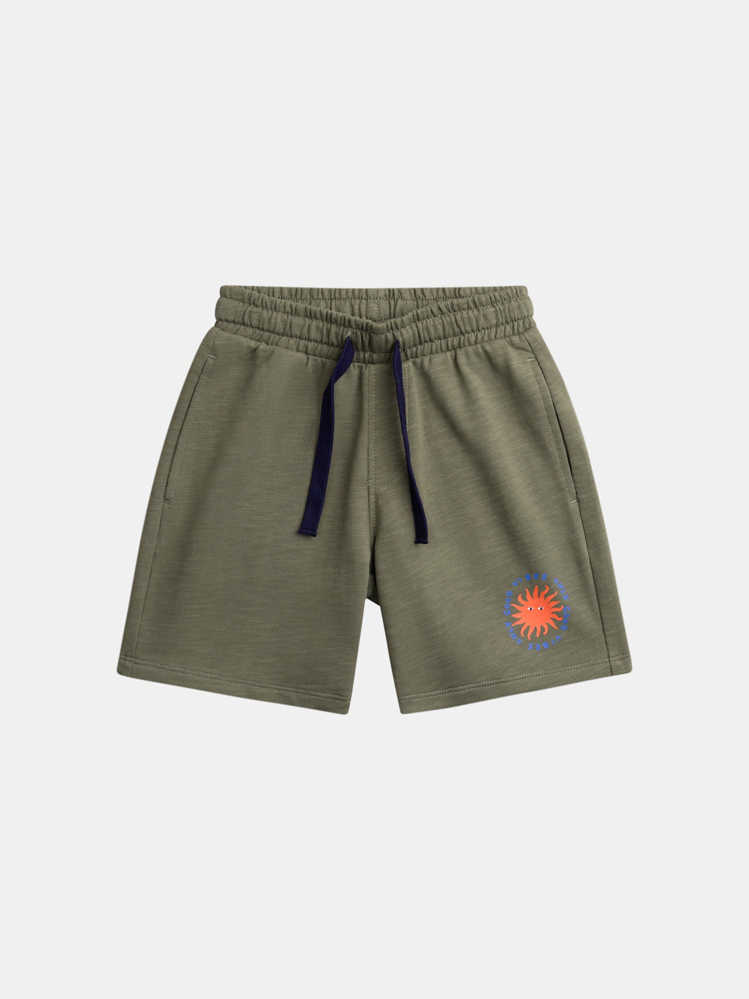 Khaki shorts with sun animation pockets for boys
